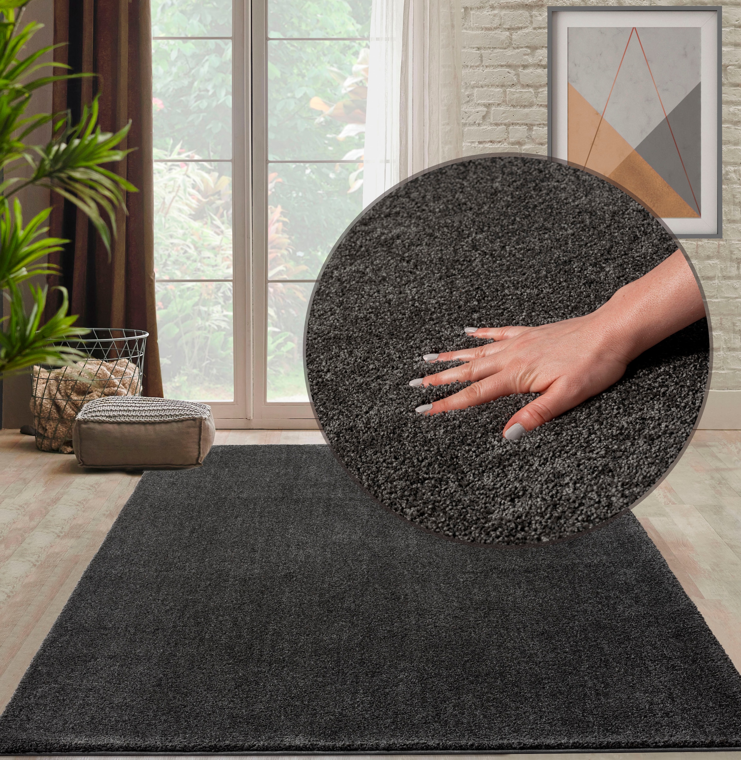 merinos Hochflor-Teppich »Forest 340«, rechteckig, 25 mm Höhe, Shaggy, uni meliert, sehr dicht und weich, Wohnzimmer