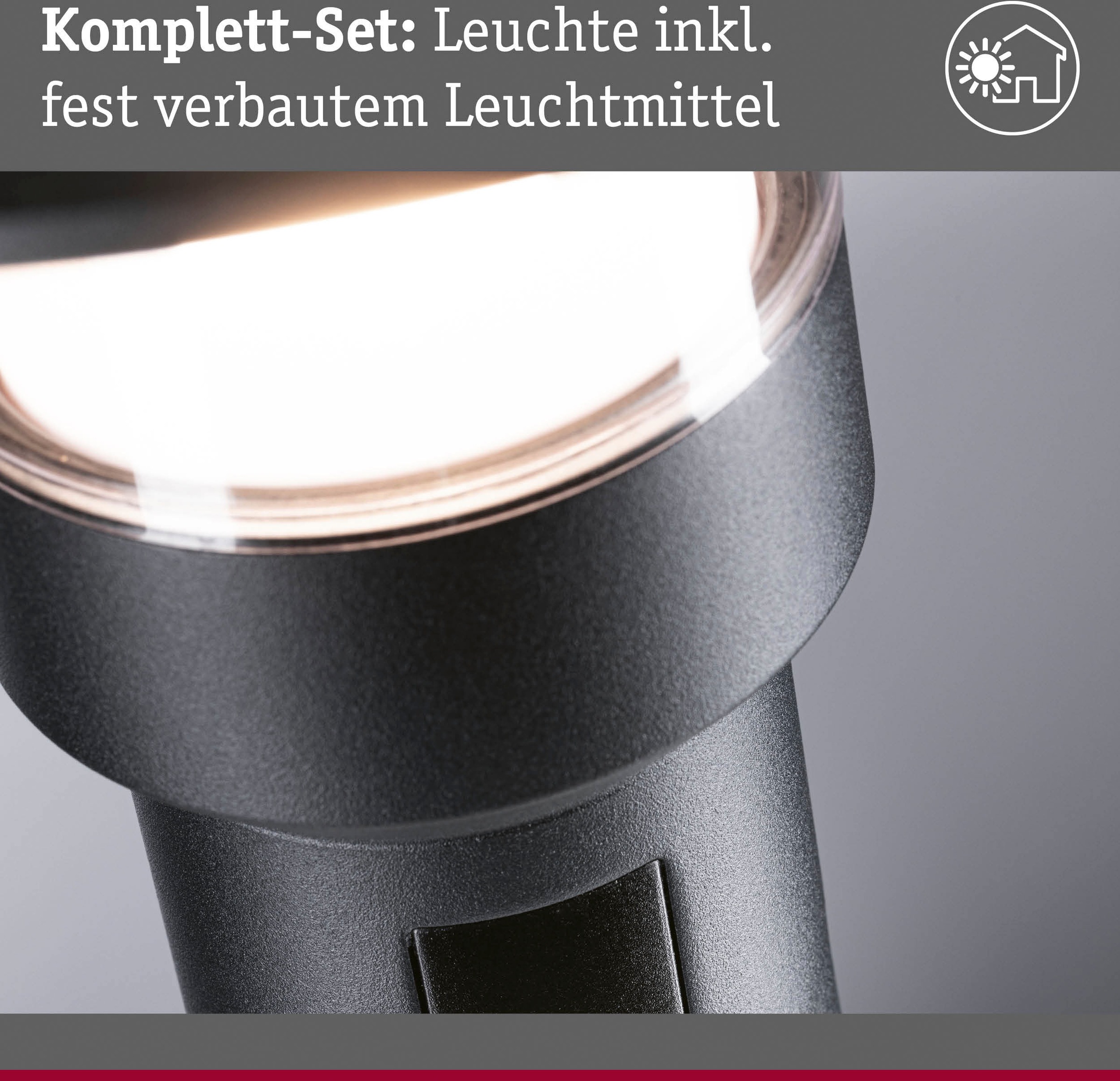 Paulmann LED Gartenleuchte »Sienna 230V Pollerleuchte«, 1 flammig, seewasserresistent, mit PIR-Sensor