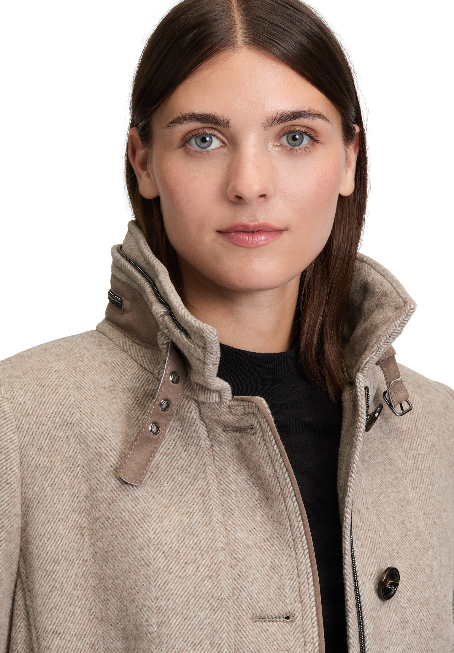 Gil Bret Wollmantel mit Wolle, Stehkragen und Knopfleiste