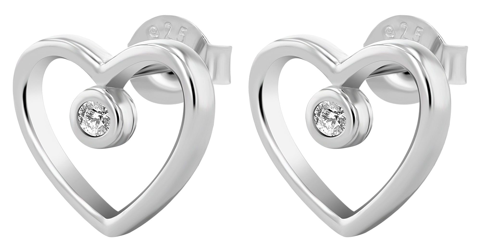 Adelia´s Paar Ohrstecker »Damen Ohrringe ¿ Ohrstecker Herz aus 925 Silber«