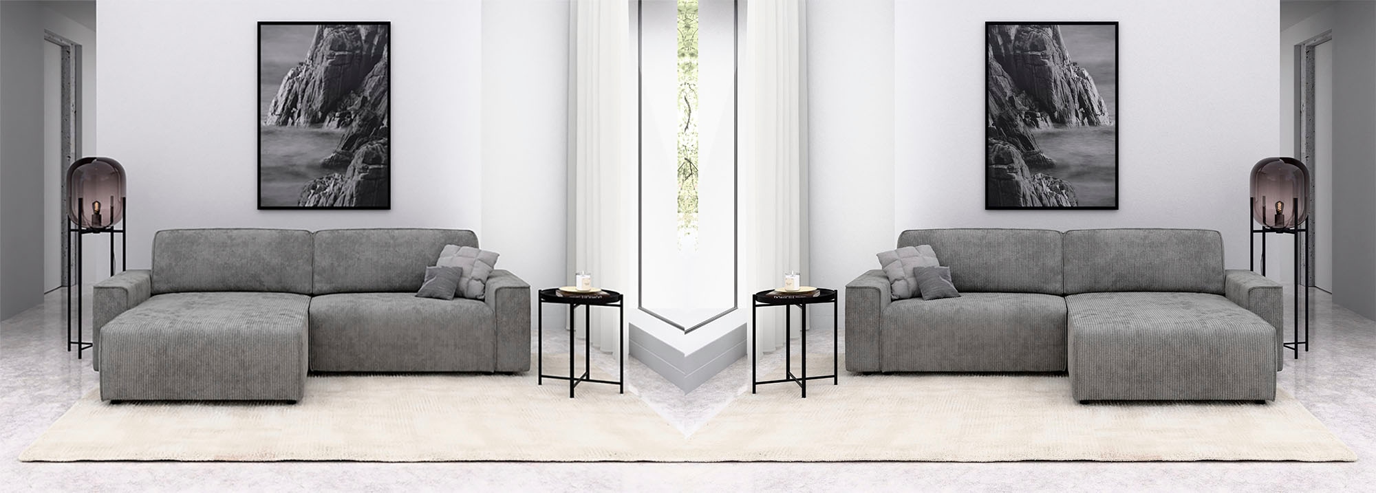 INOSIGN Ecksofa »Chance, Recamiere beidseitig montierbar, Schlaffunktion, Breite 265 cm«, in Struktur fein LINO, mit Schlaffunktion und Bettkasten