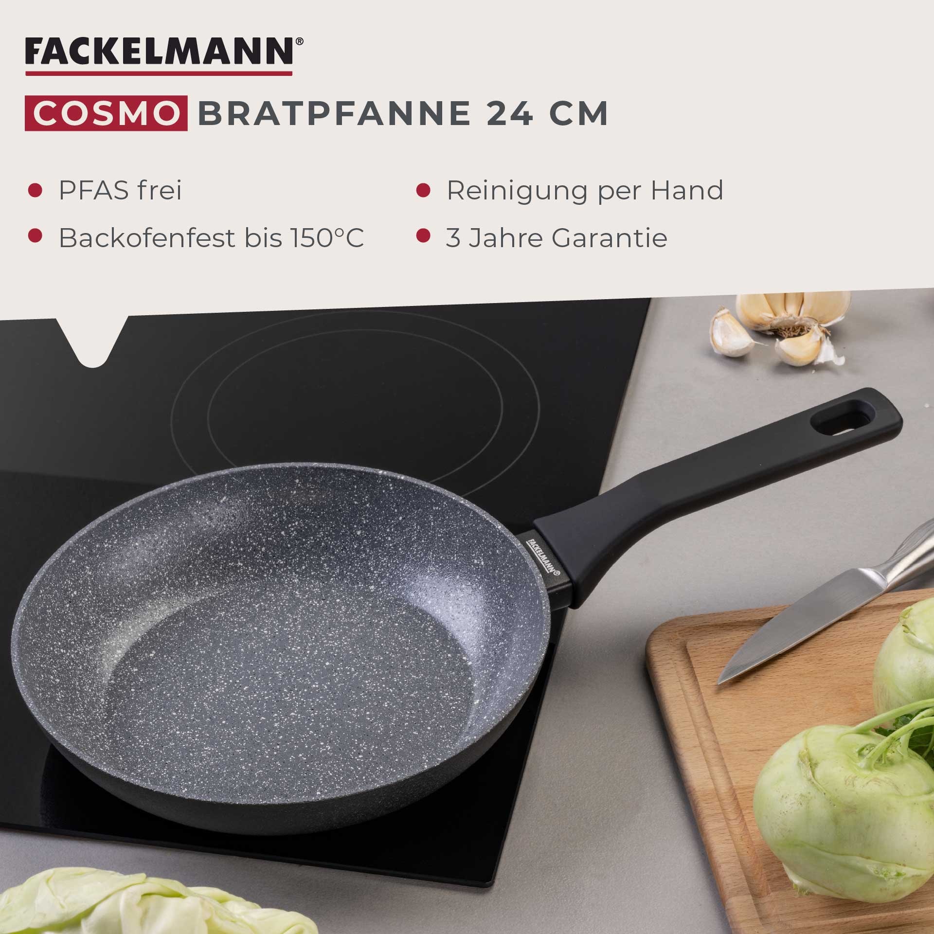 FACKELMANN Bratpfanne »Cosmo« Aluminium Set, 3 Stk. tlg. Bratpfannen-Set Cosmo Ø 20, 24, 28 cm – mit Ceramic-Beschichtung
