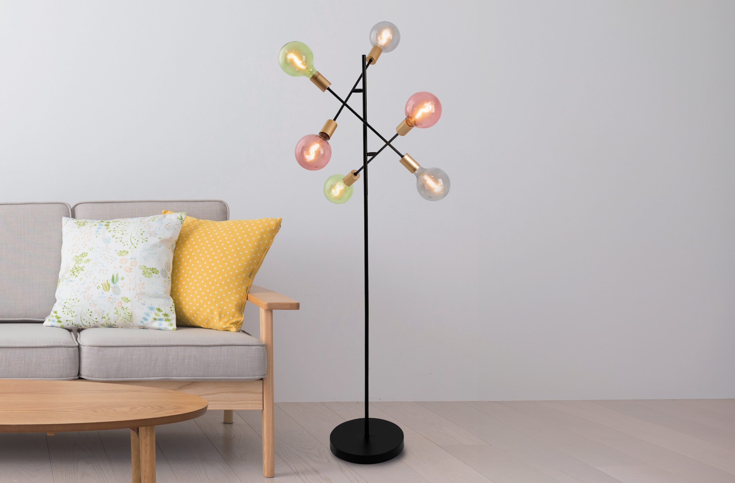 näve Stehlampe »Modo« E27 1 Stk. E27 max. 40W, incl. Tippschalter/Fußschalter, Farbe: schwarz, gold