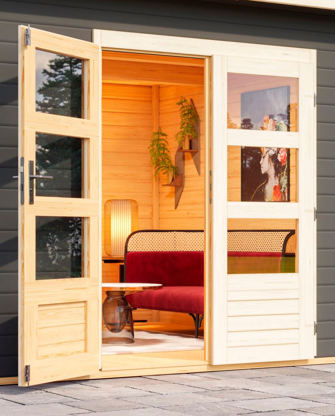 Karibu Gartenhaus »Trittau 5«, mit Anbaudach und Fenster