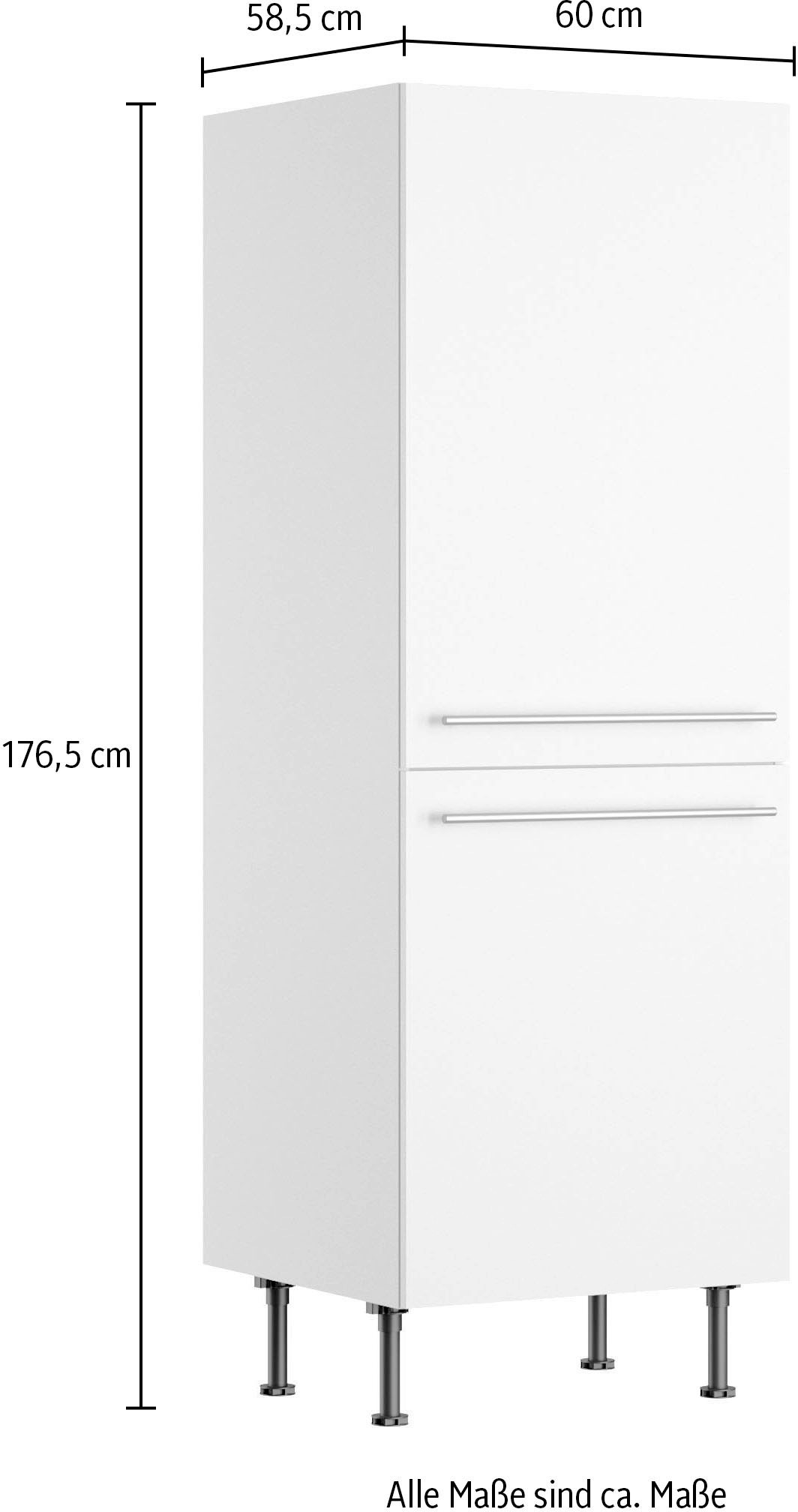 KOCHSTATION Midischrank »KS-Bern2«, Breite 60 cm, Höhe 176,6 cm, 2 Türen verlascht, 3 Einlegeböden