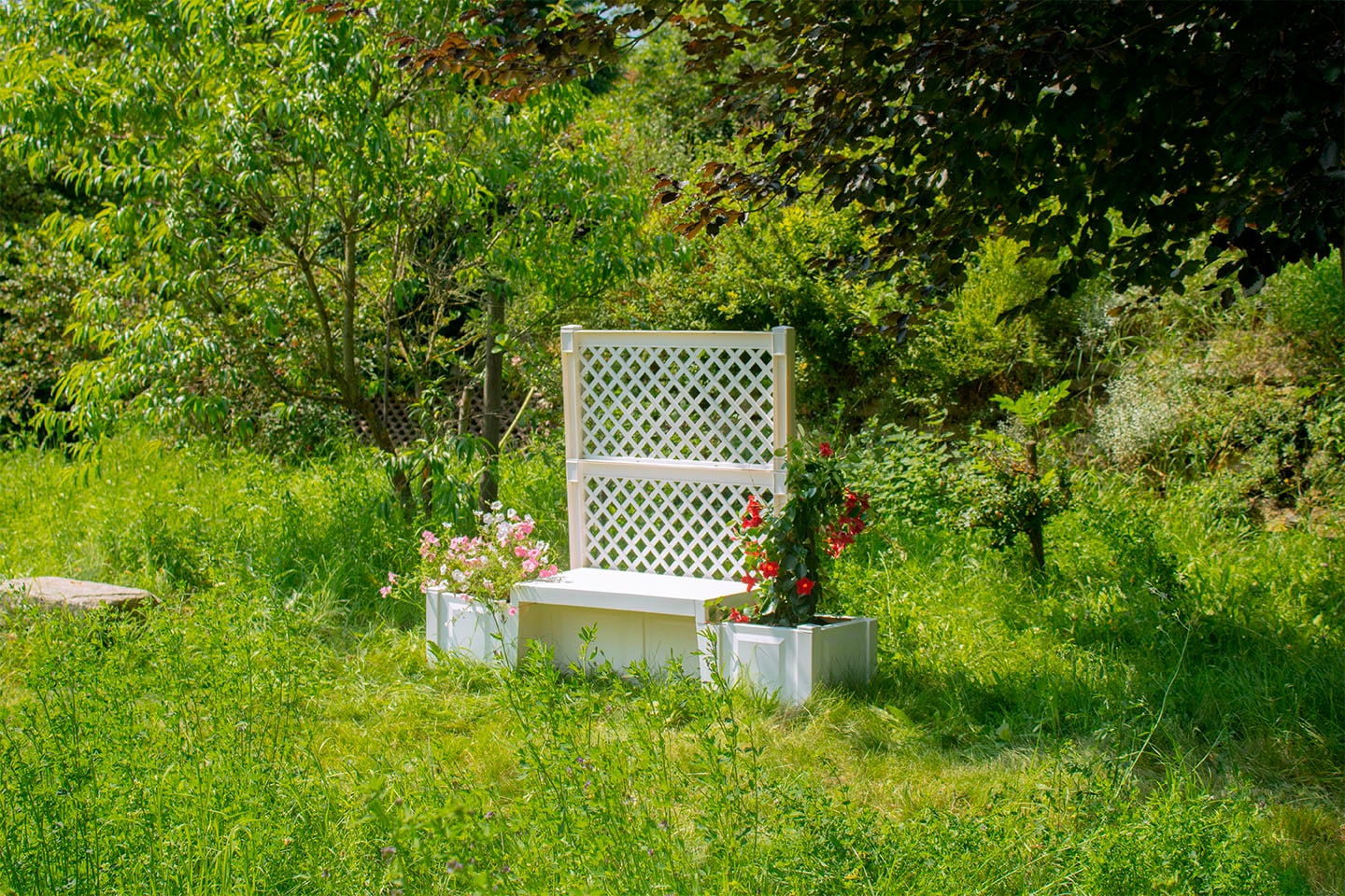 KHW Gartenbank »Kopenhagen«, mit Spalier und zwei Pflanzkästen, weiß
