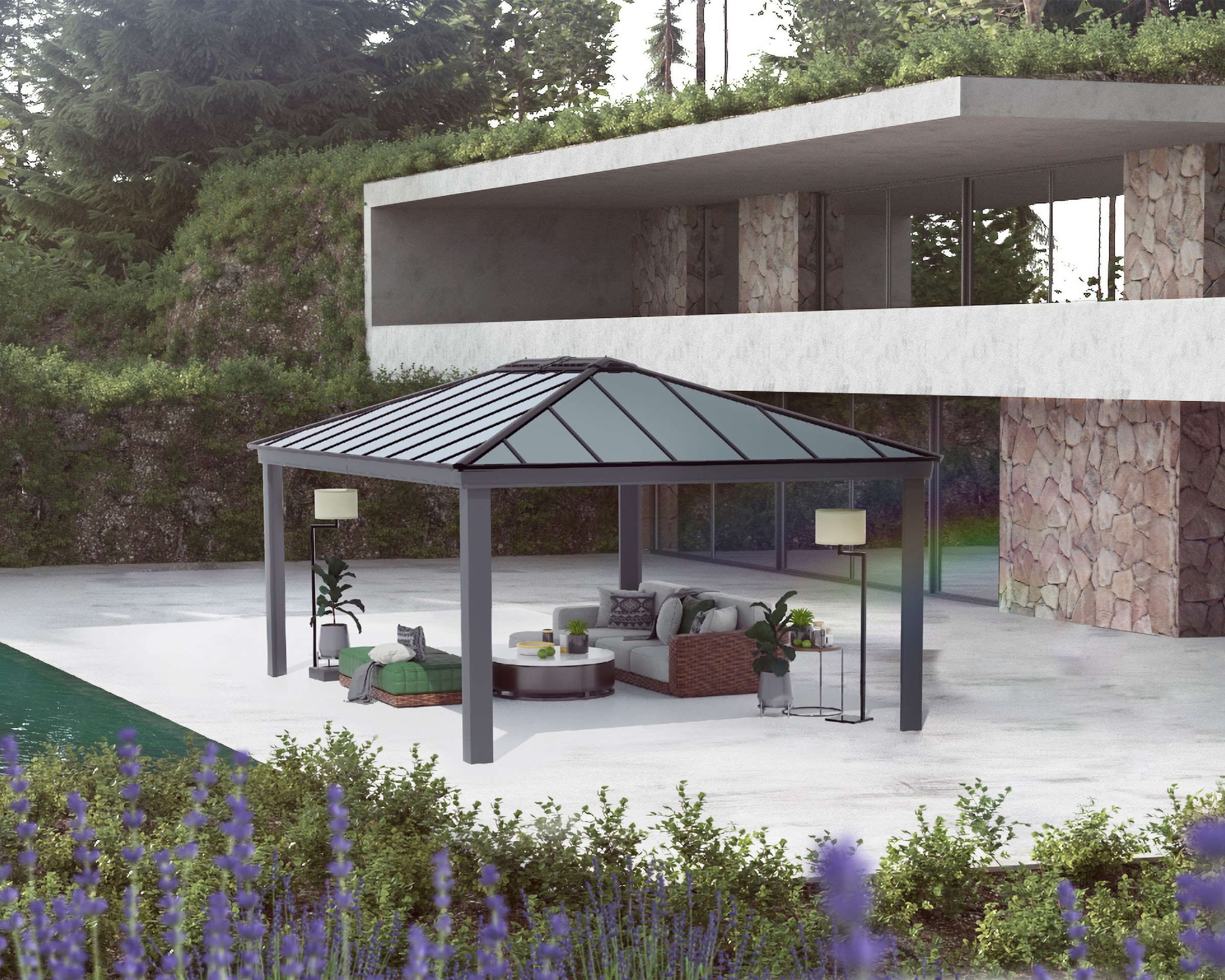 Palram - Canopia Pavillon »Dallas«, 611,5 x 425,5cm, Anthrazit