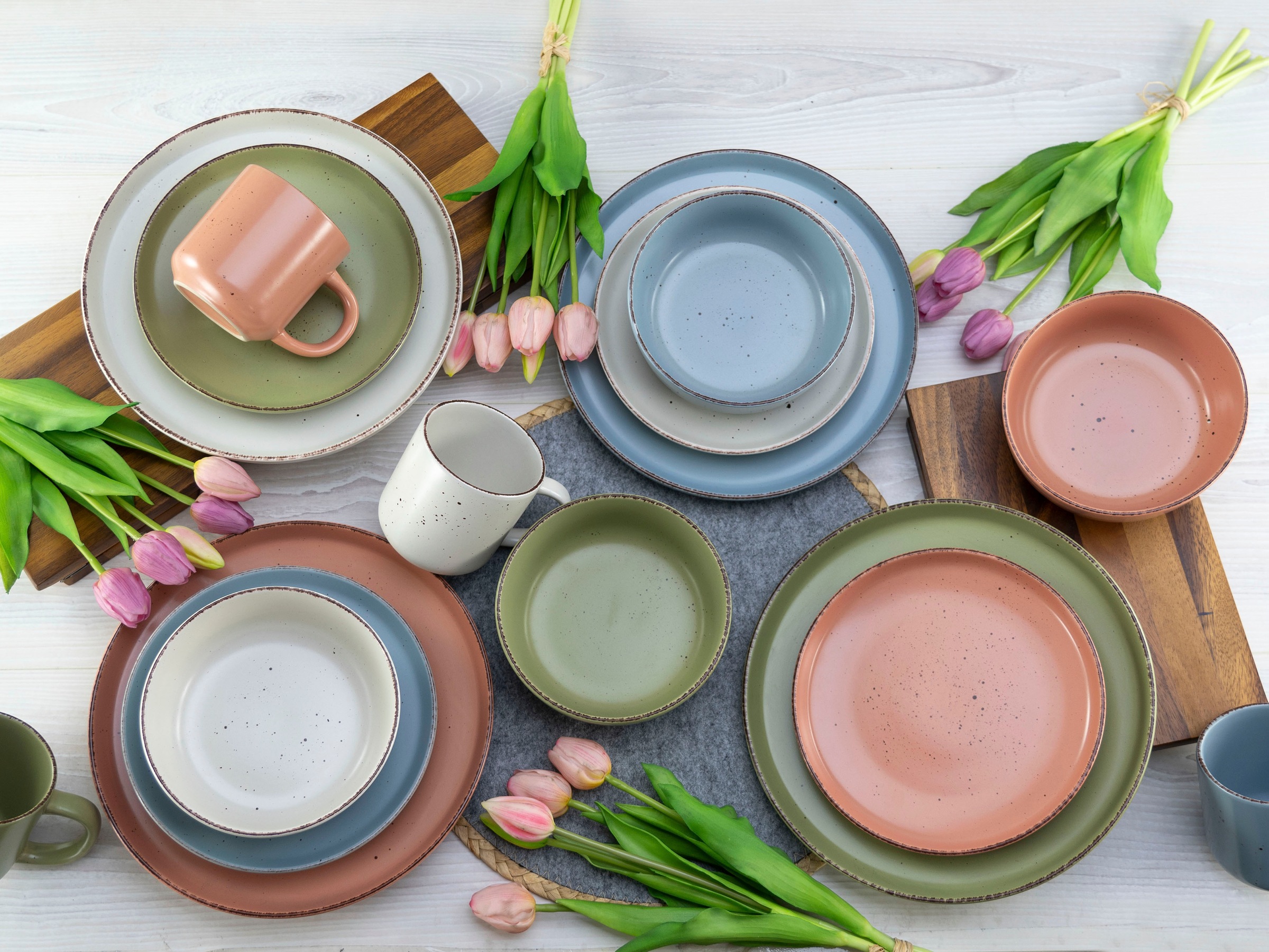 CreaTable Kombiservice »Geschirr-Set Nordic«, (Set, 16 tlg., Kaffeeservice und Tafelservice im Set, für 4 Personen), Service, skandinavischer Life Style, 16 Teile, für 4 Personen