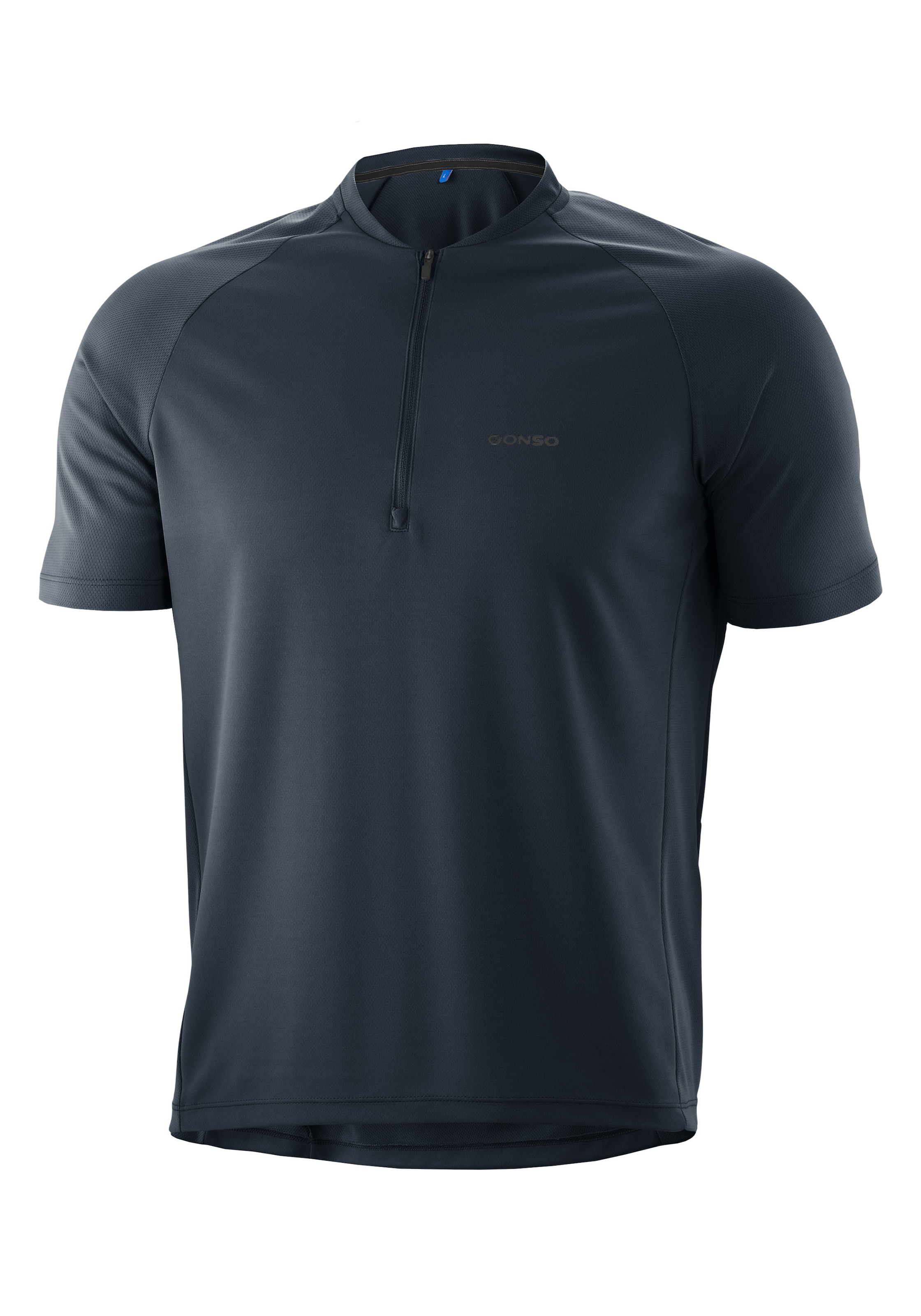 Gonso Radtrikot »SITIVO Jersey Blue M« Herren Fahrradtrikot mit Rückentasche, Half-Zip Trikot, Loose Fit