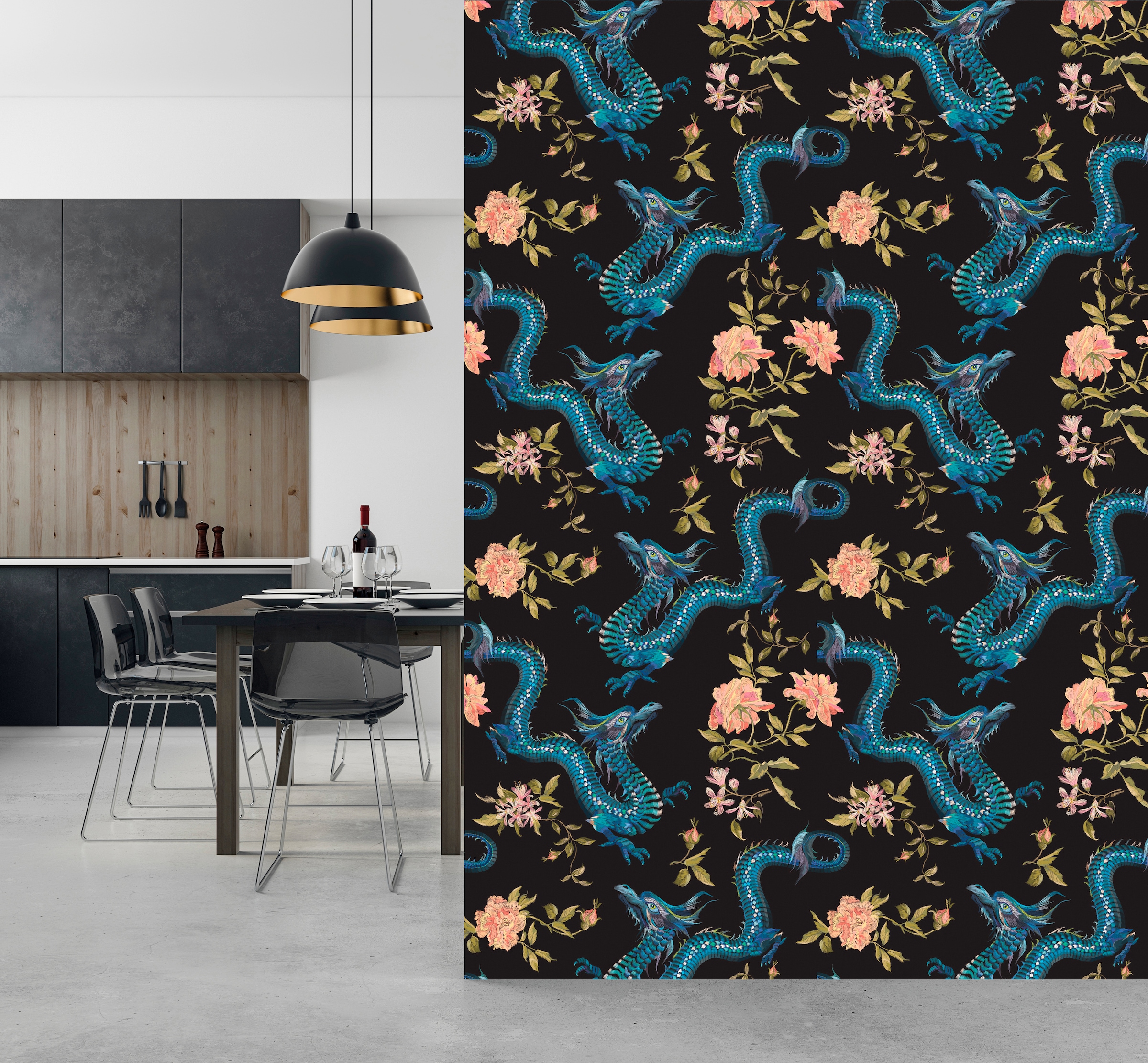 queence Vinyltapete »Angelina«, bedruckt-Motiv-botanisch-floral-gemustert-natürlich, 90x250cm, selbstklebend, kinderleichte Anbringung, Sticker