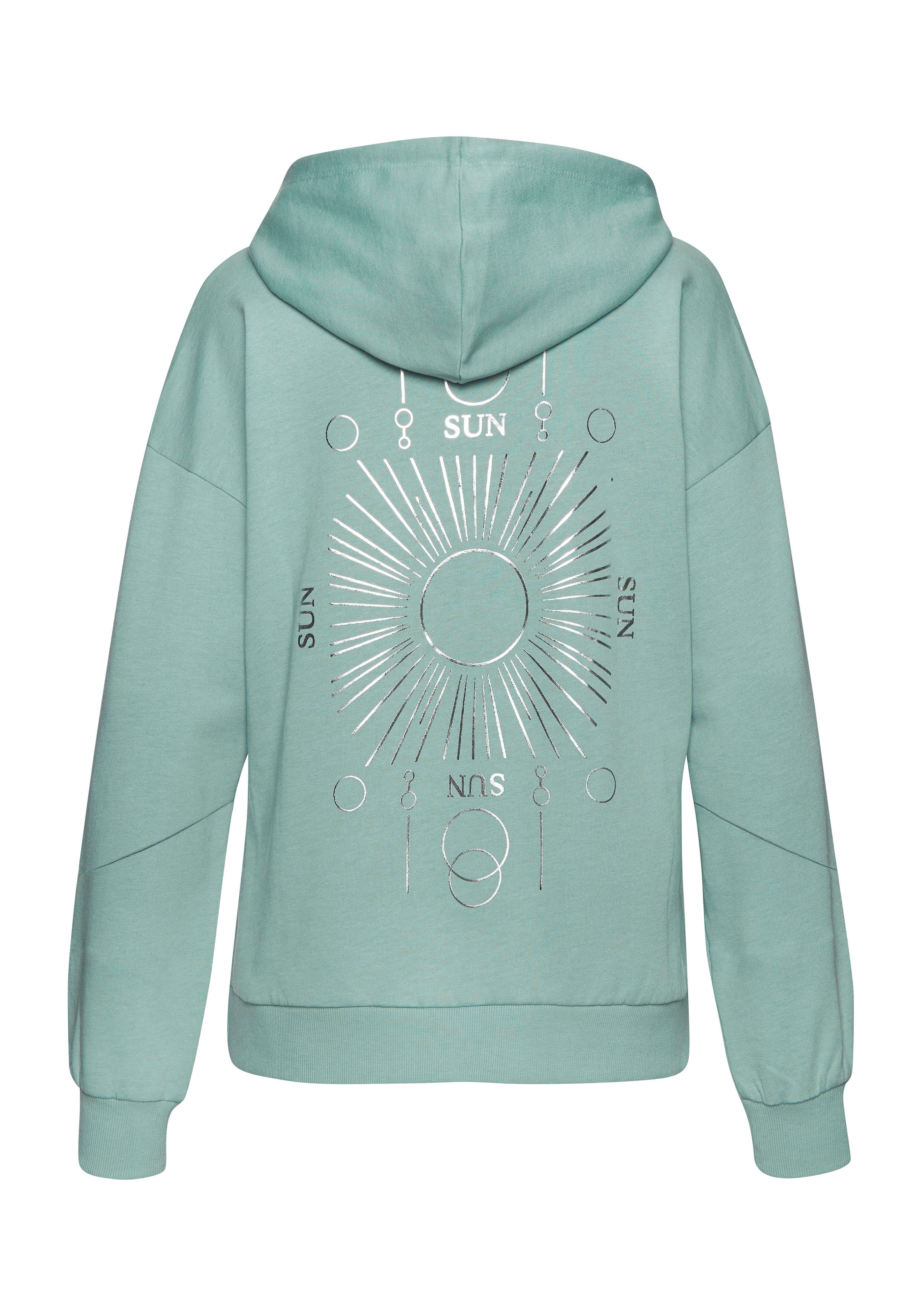 Buffalo Hoodie, Kapuzensweatshirt mit großem Rückenprint- mit Glanz-Effekt, Loungewear