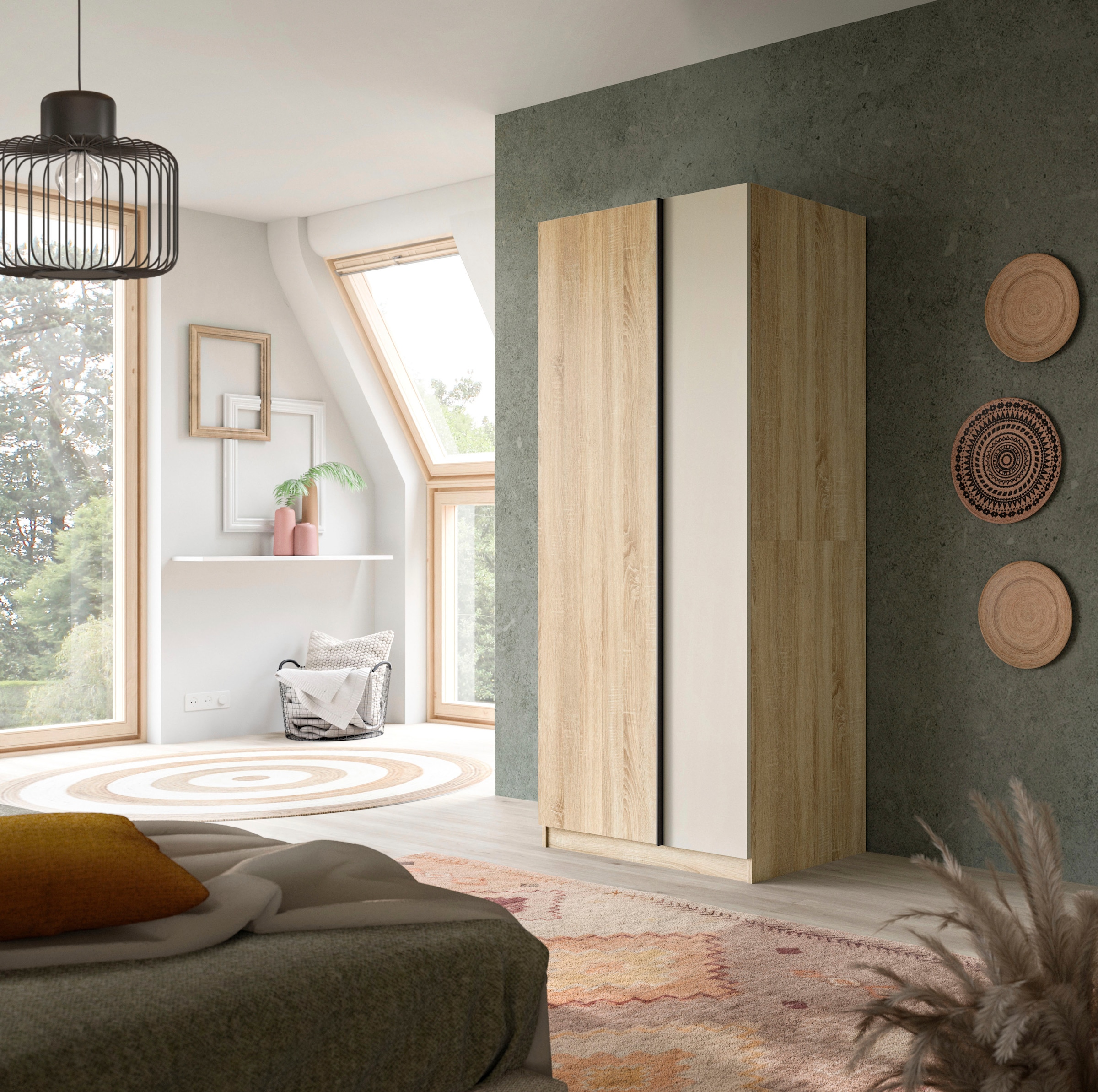 Home affaire Kleiderschrank »BENDINGO, TOPSELLER!, Schlafzimmerschrank, Schrank, Garderobenschrank« OTTO BESTSELLER, Garderobe & Schlafzimmer,  Breite 80cm, Eiche NB, 2-türig, inkl 1 Kleiderstange und 1 Ablageboden