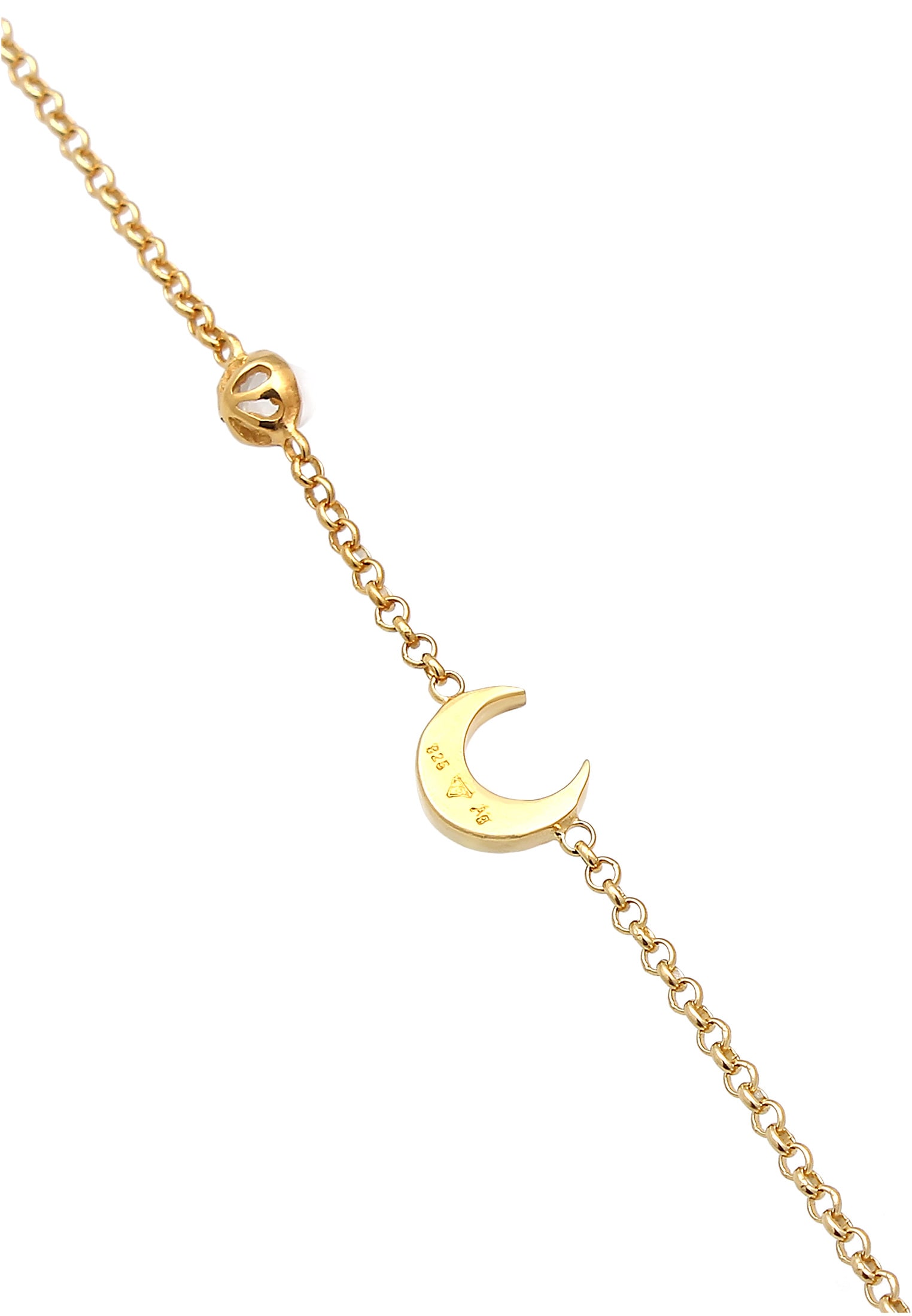 Elli Fußkette »Fußschmuck Halbmond Astro Mondstein 925 Silber«