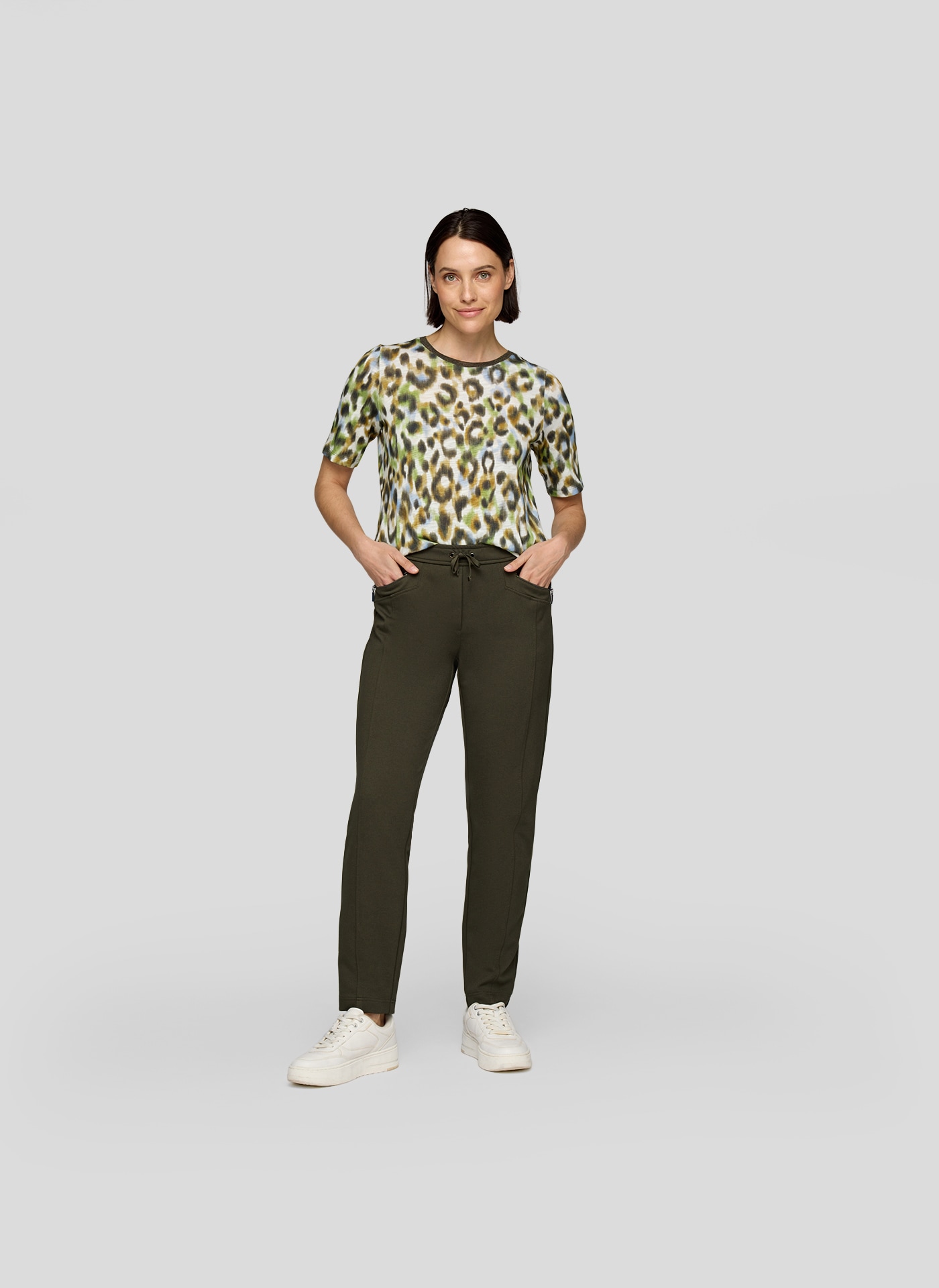 Rabe Kurzarmshirt, im Leo-Look
