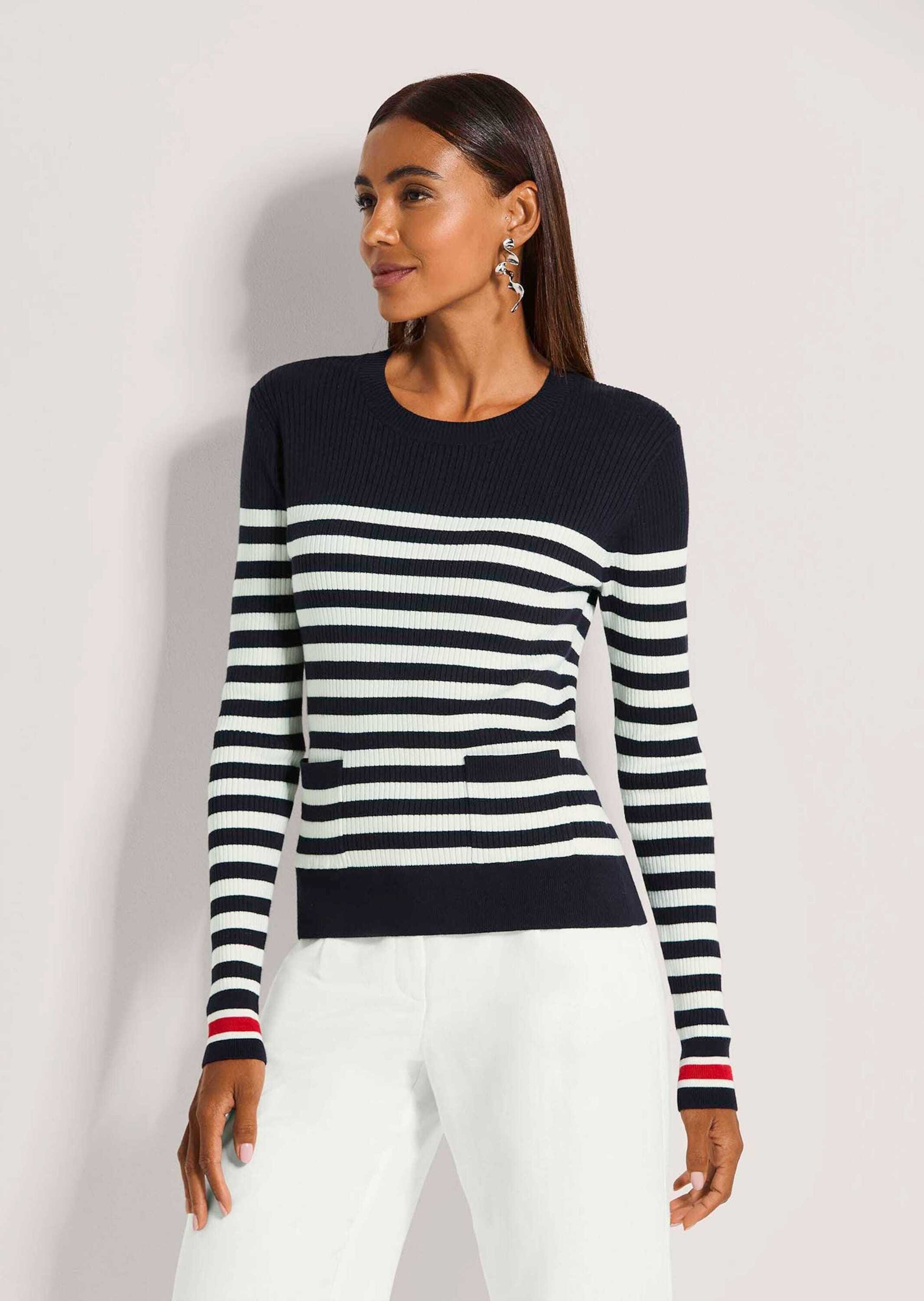 MADELEINE Longpullover »Streifenpullover Feinstrickpullover mit Streifenmuster«