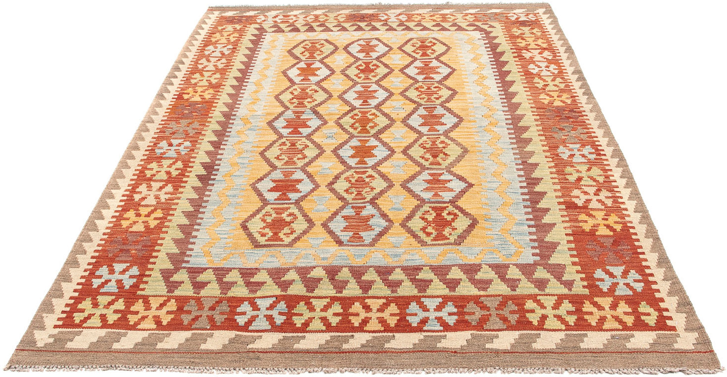 Wollteppich »Kelim - Oriental - 201 x 146 cm - mehrfarbig«, rechteckig, 4 mm Höhe,...