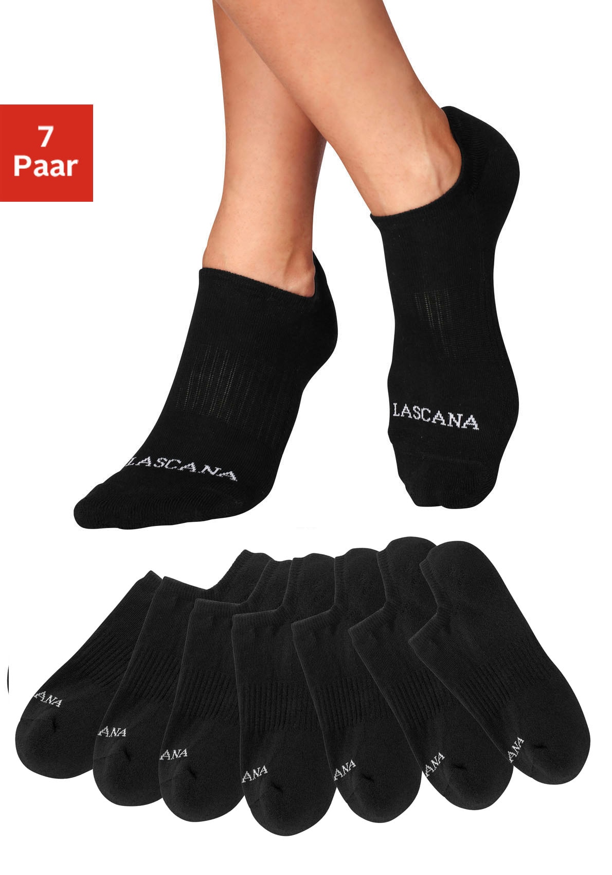 LASCANA ACTIVE Sneakersocken, (Packung, 7 Paar), mit Fußfrottee