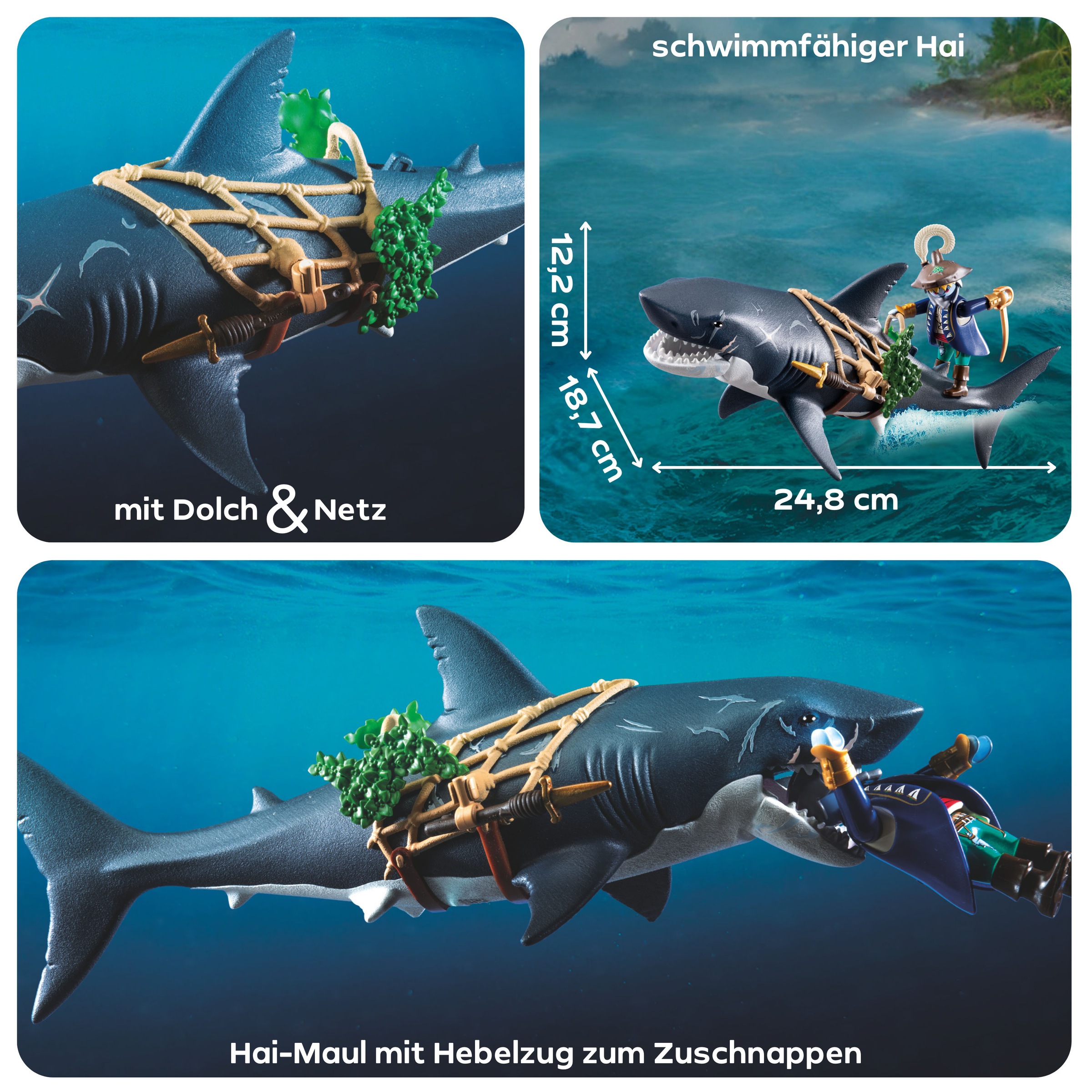 Playmobil® Konstruktions-Spielset »Gefahr durch Riesenhai (71793), Playmobil Pirates«, (21 St.)