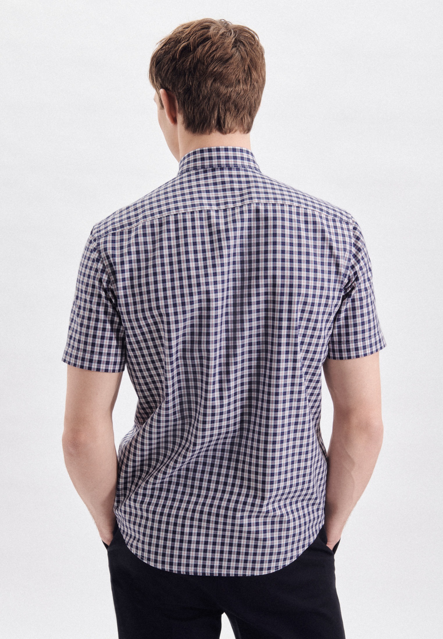 seidensticker Businesshemd »Schwarze Rose«, Regular Kurzarm Button-Down-Kragen Karo