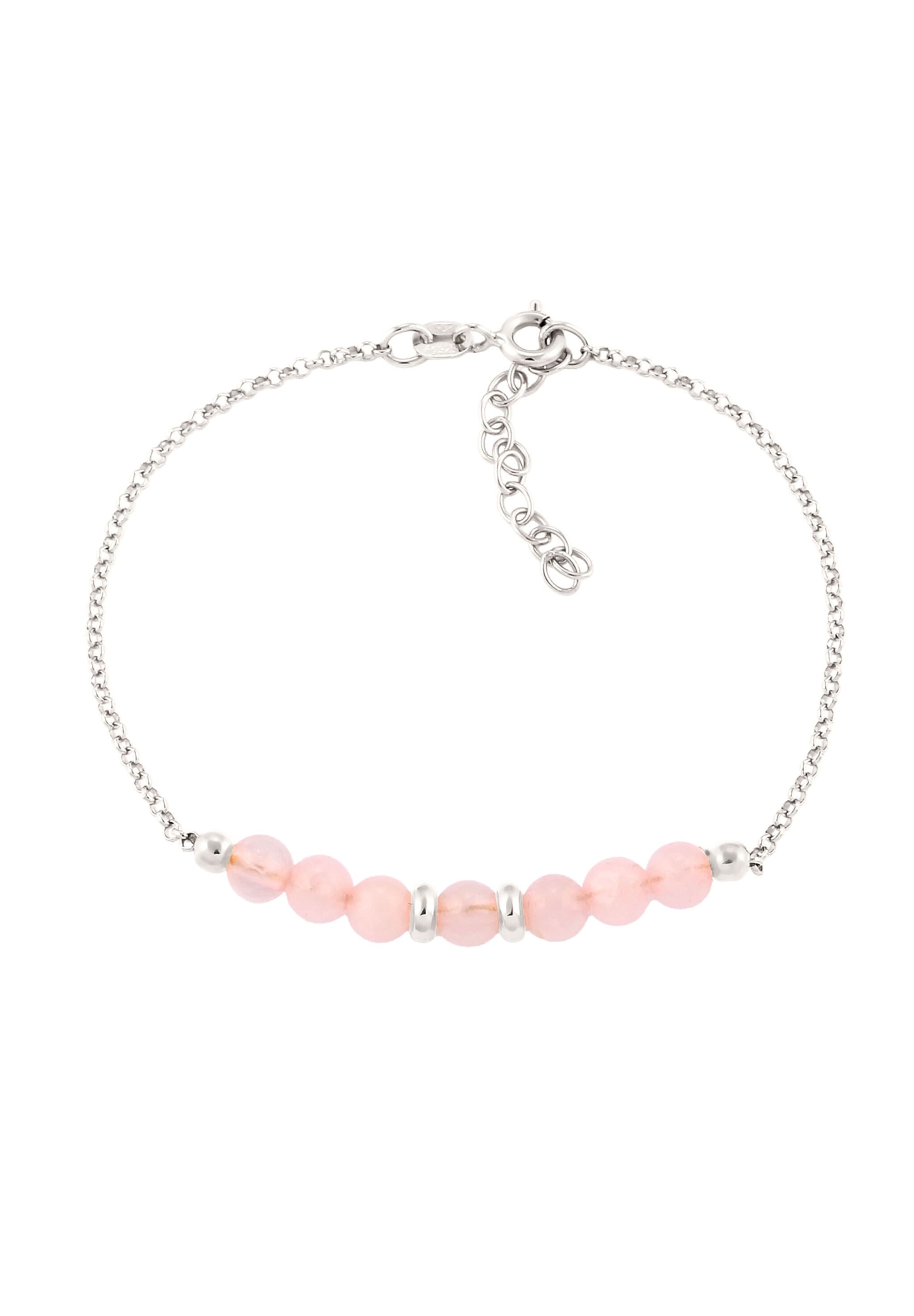 Elli Armkette »Armband Beads Quarz Rosé 925 Sterling Silber«