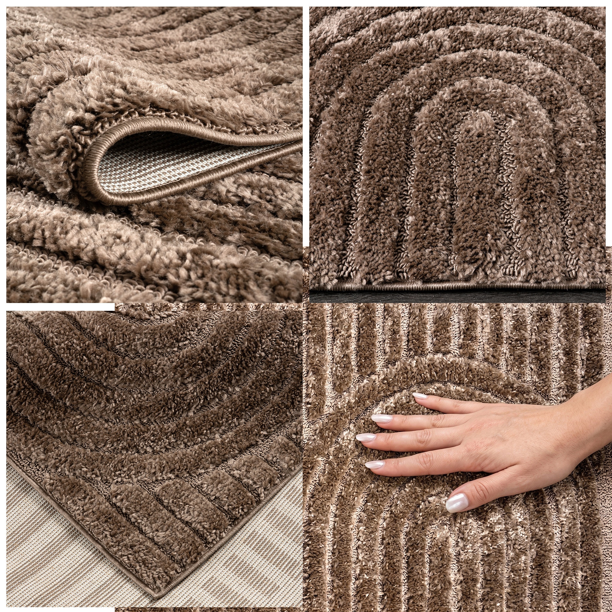 OTTO home Teppich »Jonne, Boho-Design, Scandi, Designteppich« rechteckig 20 mm Höhe Hoch-Tief, 3D Optik, skandinavischer Stil, Wohnzimmer, Schlafzimmer