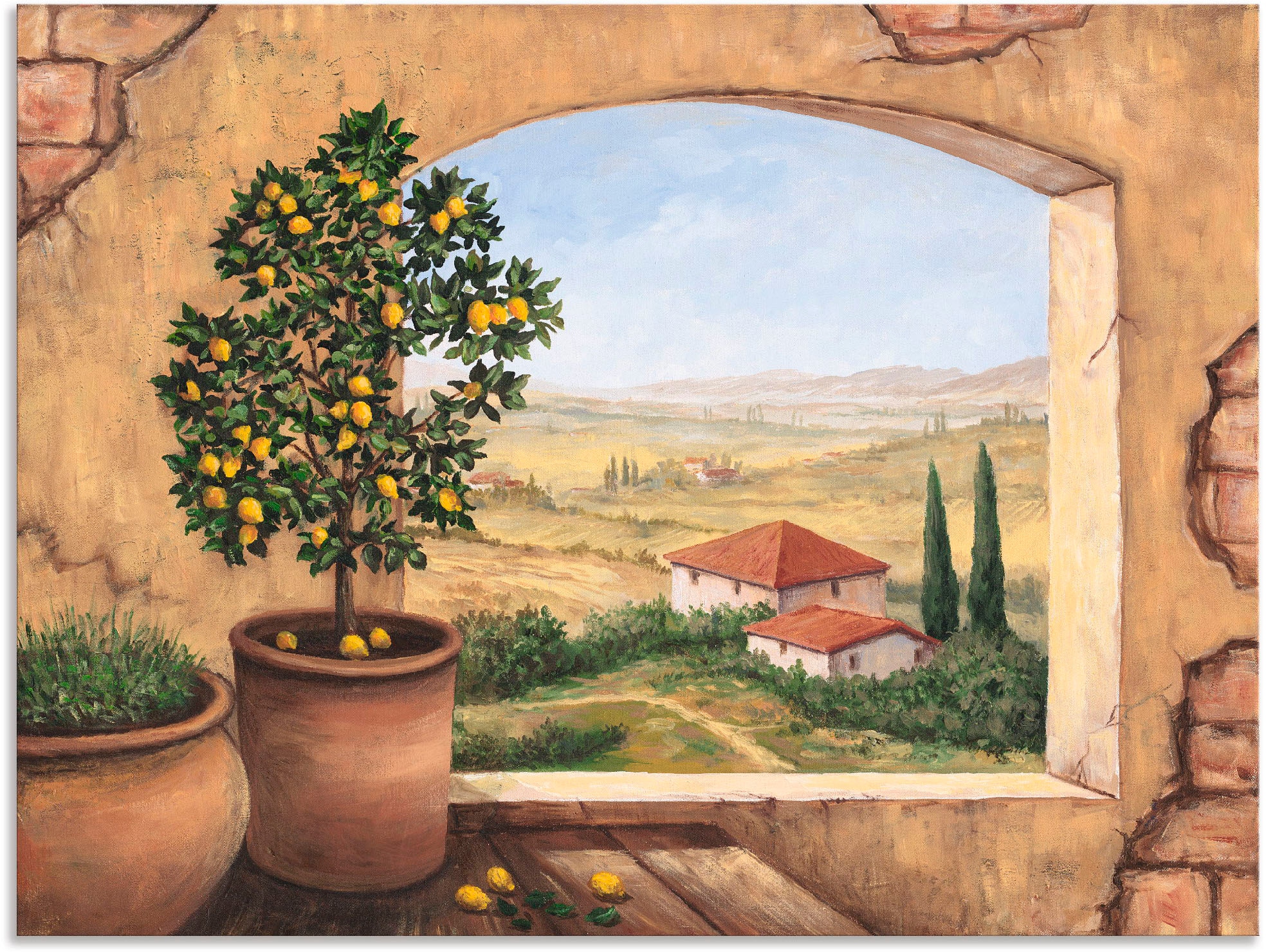 Artland Wandbild »Fenster in der Toskana«, Fensterblick, (1 St.), in vielen Größen & Produktarten - Alubild / Outdoorbild für den Außenbereich, Leinwandbild, Poster, Wandaufkleber / Wandtattoo auch für Badezimmer geeignet