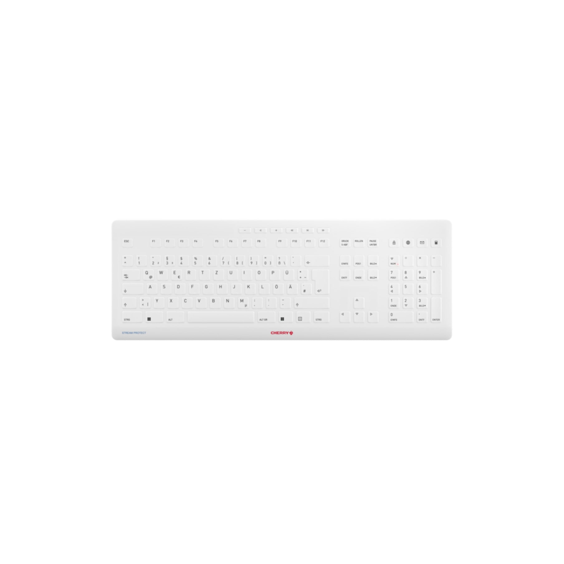 Cherry Tastatur »Stream«, (Multimedia-Tasten-Anpassbare Höhe-Antirutsch-Füße-Ziffernblock-Lautstärkeregler)