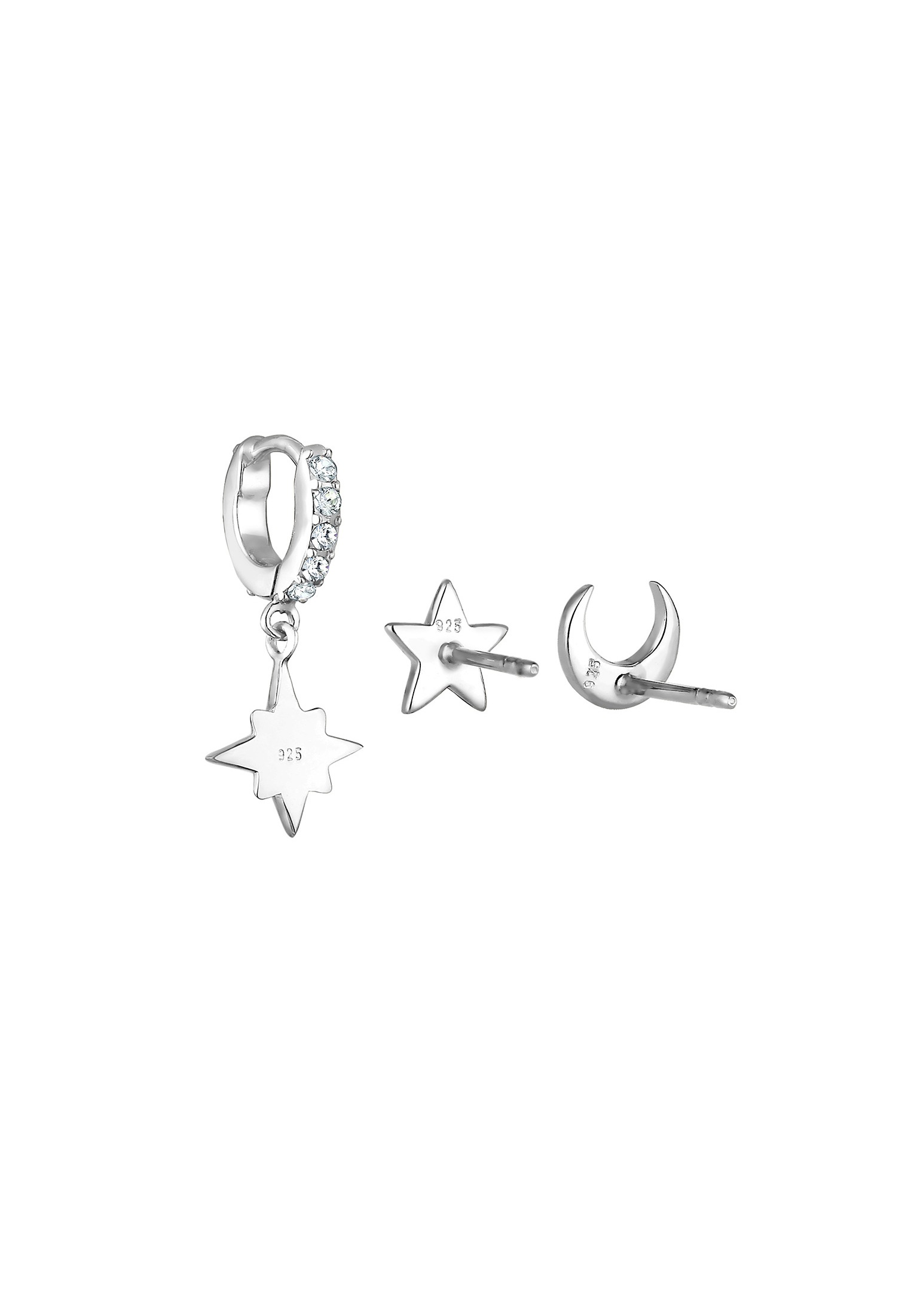Elli Ohrstecker-Set »Ohrringe Ohrstecker Creolen 3er Set Kristalle 925 Silber 925 Sterling Silber«