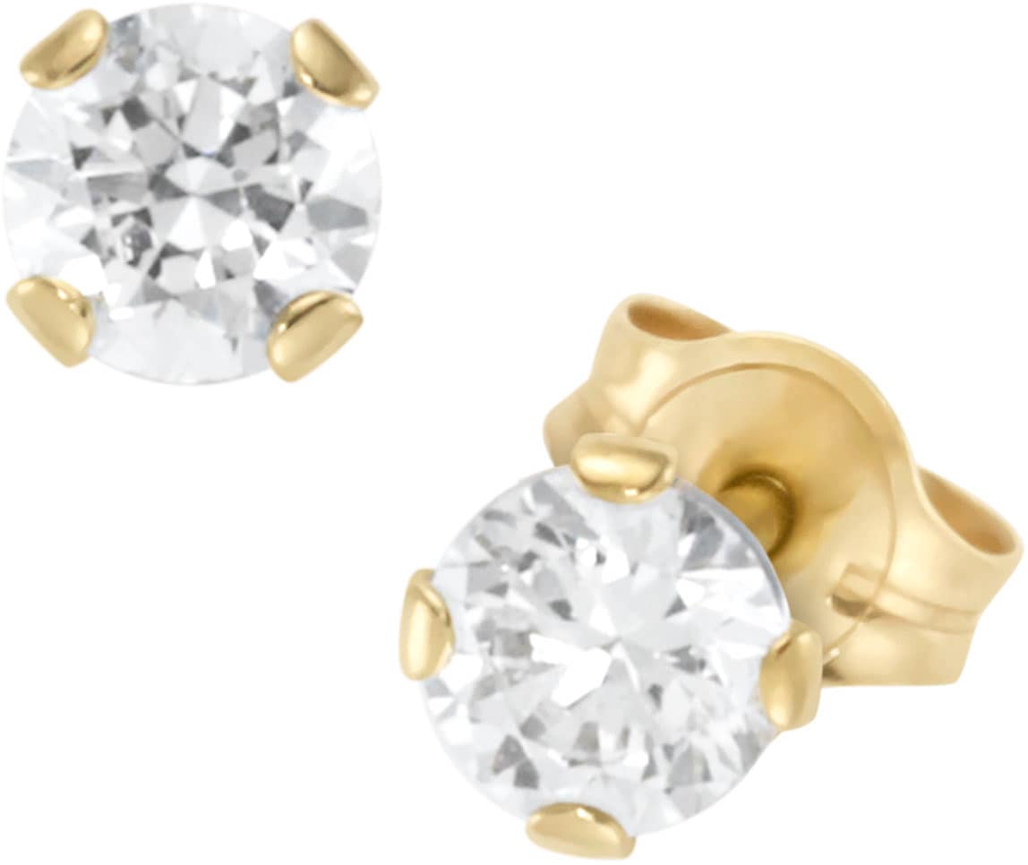 Firetti Paar Ohrstecker »Schmuck Geschenk Gold 375 Ohrschmuck Ohrringe Solitär Krappenfassung«, mit Zirkonia (synth.)