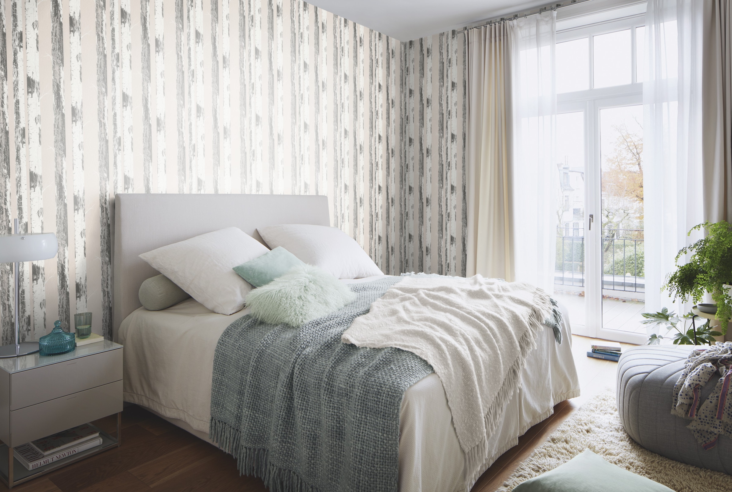 Rasch Papiertapete »mit Birkenstämmen« Holz strukturiert Birkenwald