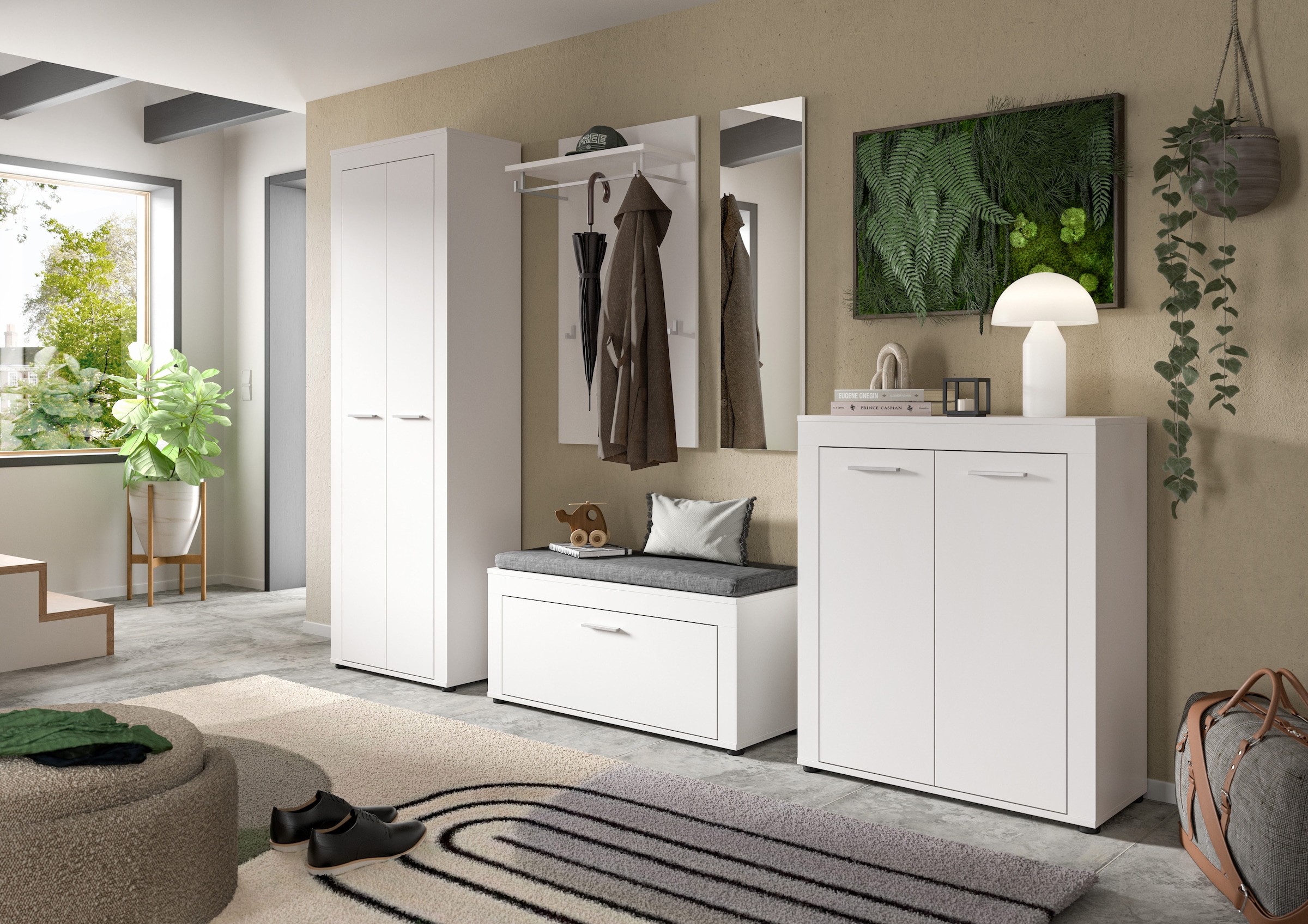 INOSIGN Sitzbank »Aosta Sitzbank« 2 Stk. tlg. Sitzbank inkl. Sitzkissen, Fur, Diele, Garderobe