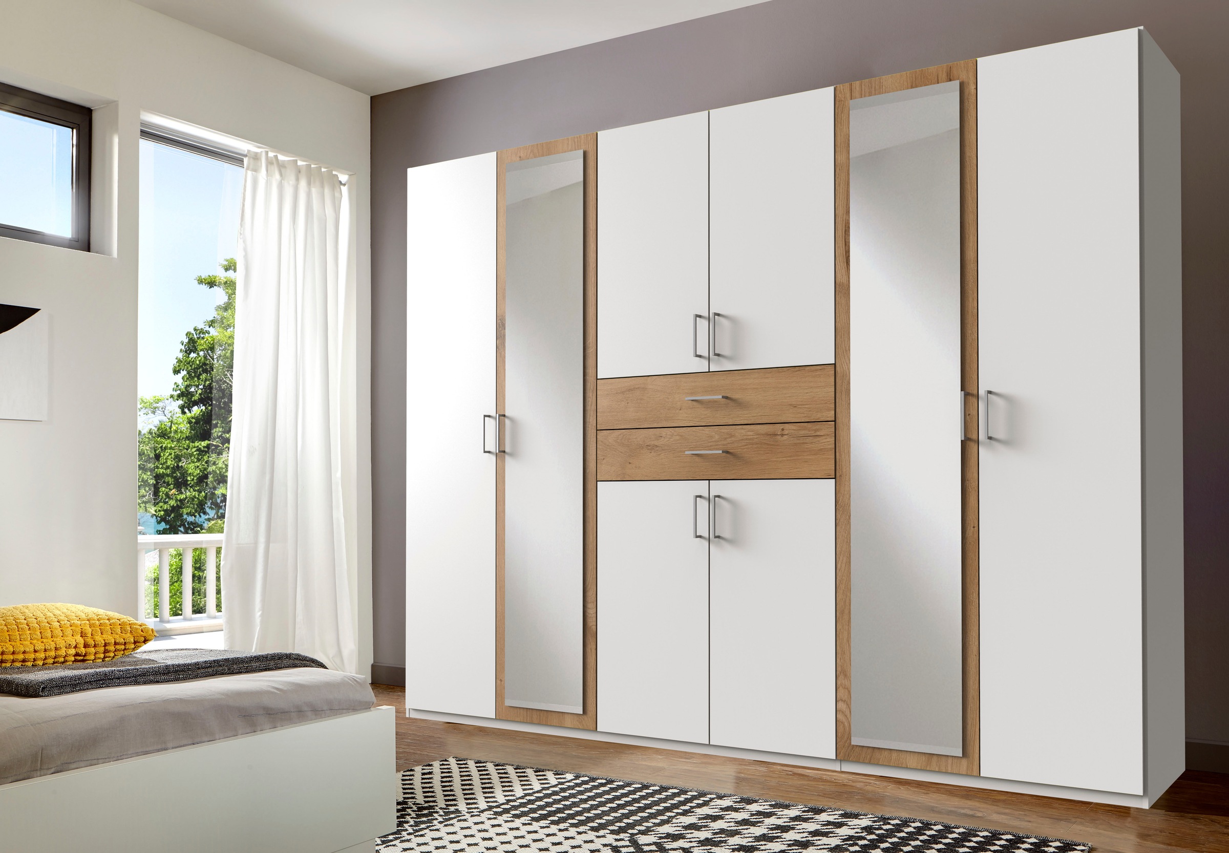 Wimex Kleiderschrank »Diver Drehtürenschrank mit Spiegel, Schubladen, 225 oder 270cm breit«, Bestseller Schlafzimmerschrank wahlweise 3 Innenausstattungen