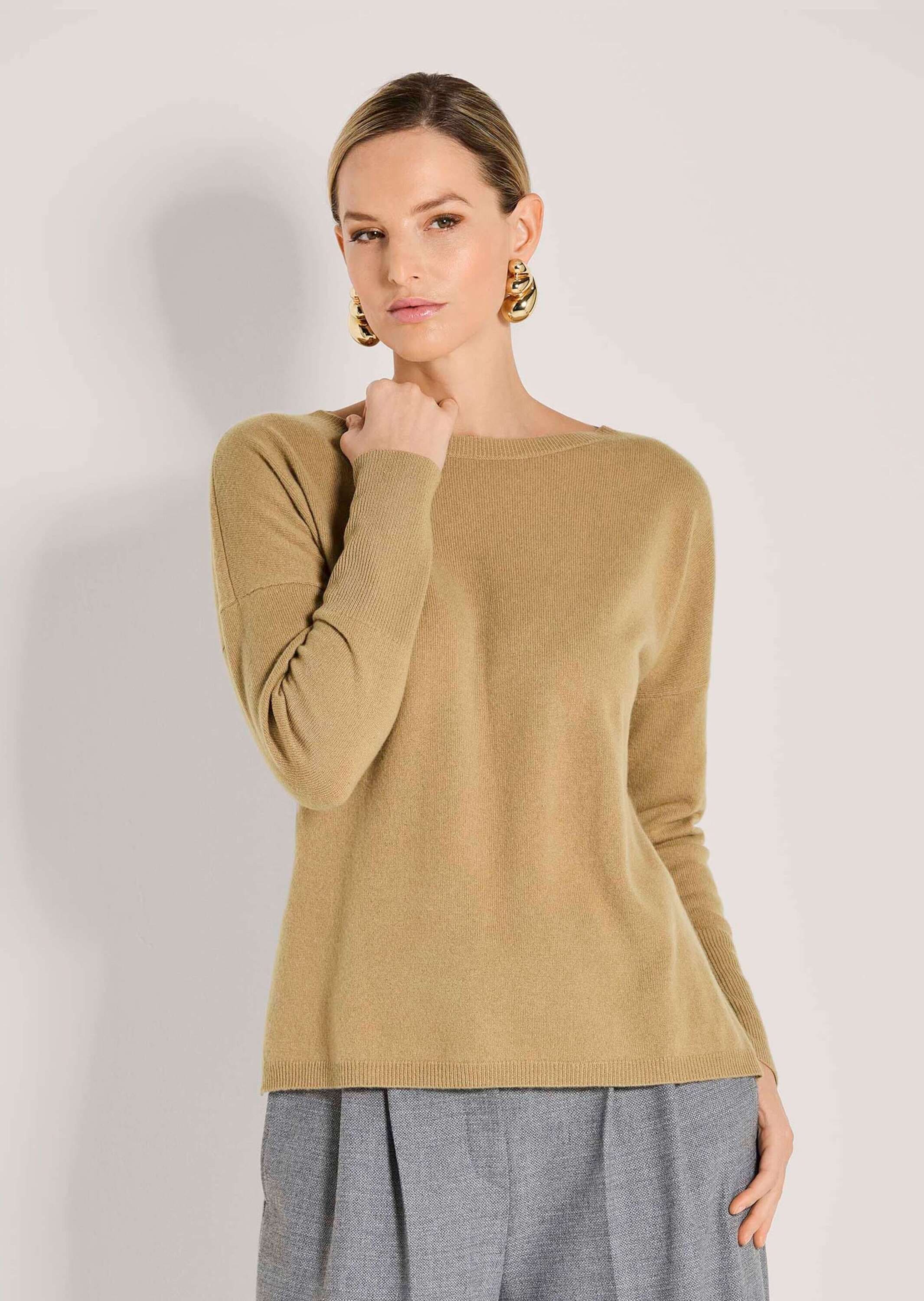 MADELEINE Longpullover »Kaschmirpullover Schlichter Strickpullover mit U-Boot-Ausschnitt« Good-Cashmere-Qualität