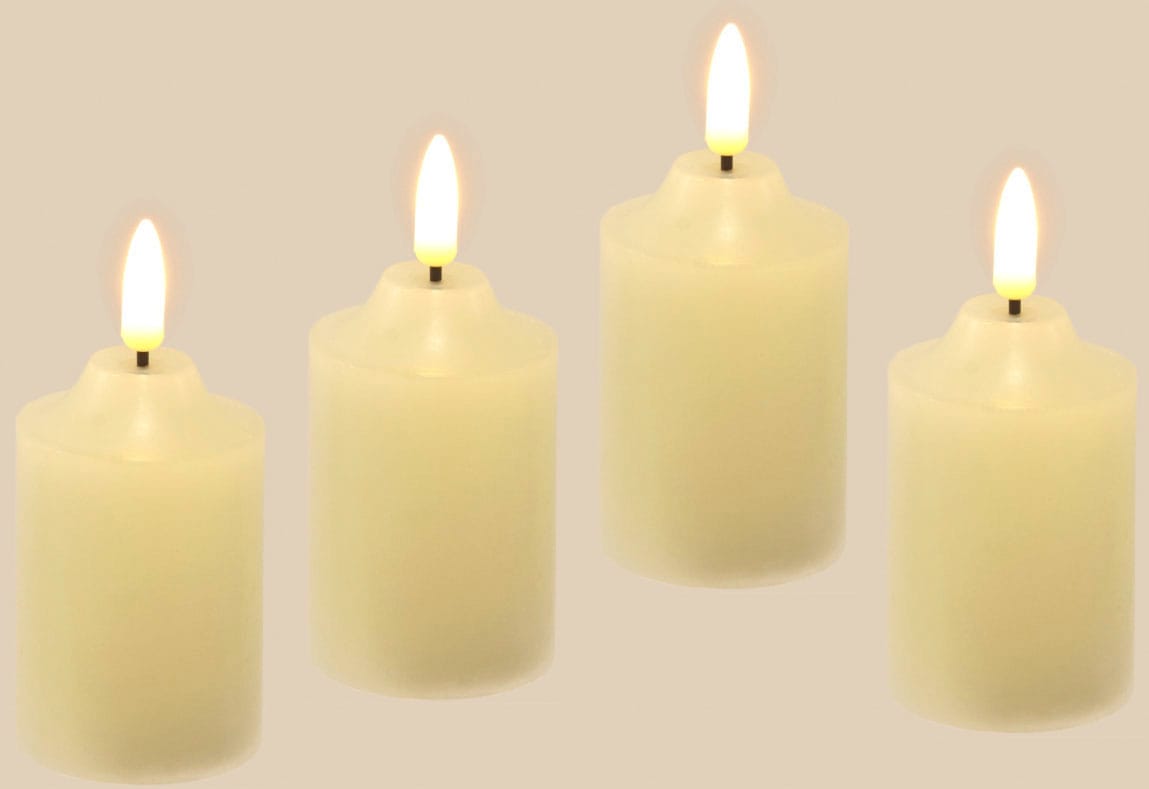 I.GE.A. LED-Kerze »Batteriebetriebene LED-Kerzen aus Echtwachs, Ø ca. 5,5 cm«, warmweißes Stimmungslicht, Stumpenkerze für den Adventskranz