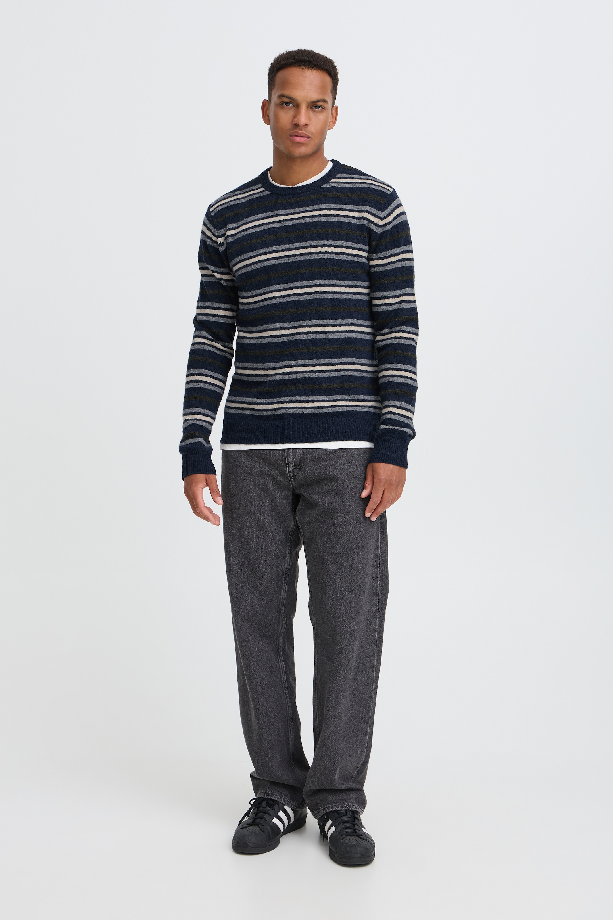 Blend Rundhalspullover »BHBRANKO CREW KNIT STRIPE« Wollmischung, regular fit