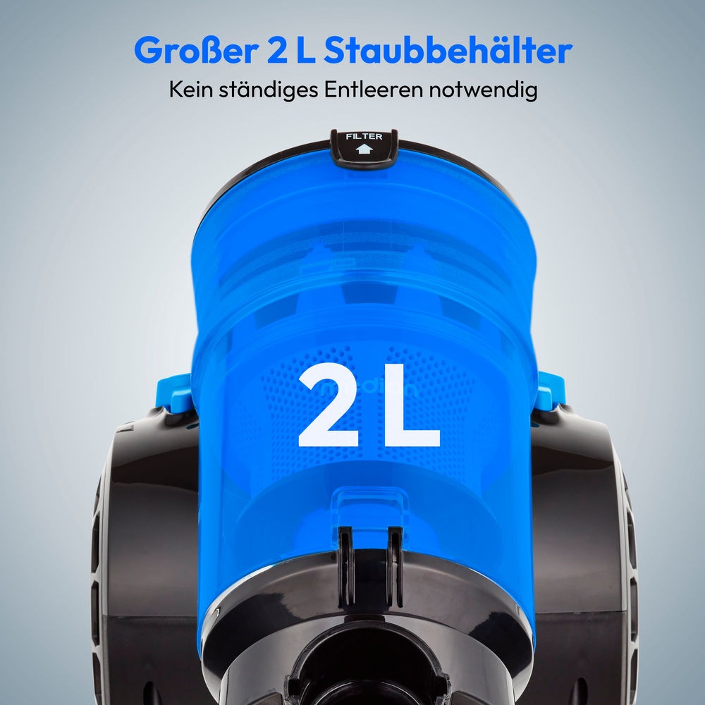 Medion® Bodenstaubsauger »P2000 (MD 11905), 21,5 kPa Saugleistung, 2L, Multizyklon-Technologie«, 700 W, beutellos, 5,2 Meter Kabellänge, HEPA 13 Filter, 72 dB, integriertes Zubehör