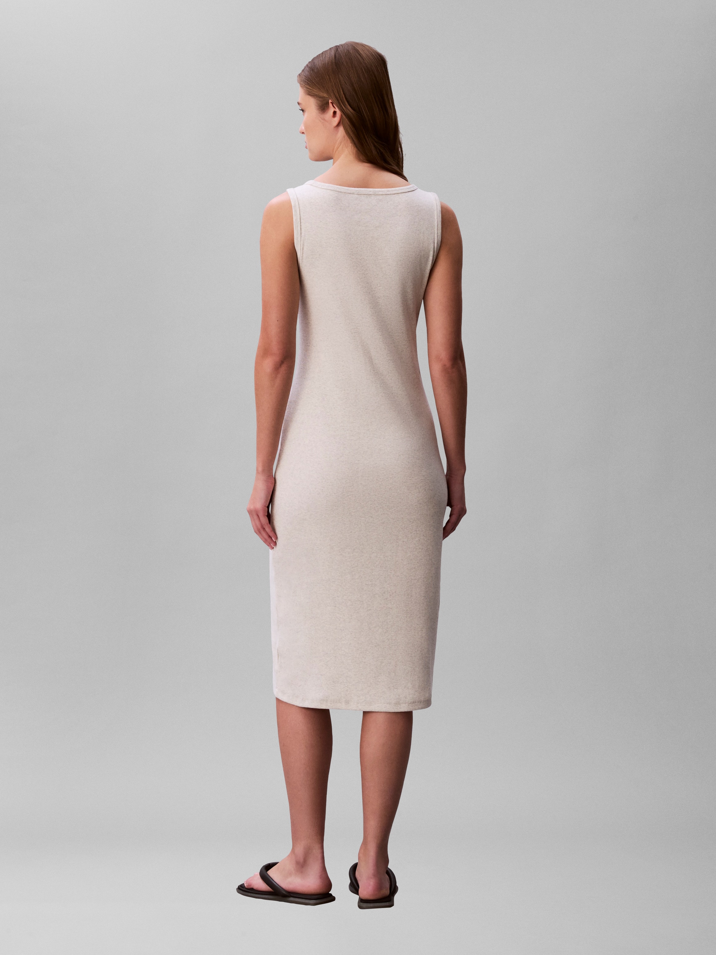 Calvin Klein Jeans Minikleid »BABY RIB WOVEN LABEL« Ohne Tasche Figurbetonte Passform mit Rundhalsausschnitt