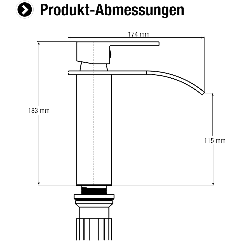 CORNAT Waschtischarmatur »Verchromter Druckgusskörper / Mühelose Schaftbefestigung /«, Mit Druck-Ablaufventil / Wasserhahn fürs Bad / Schwallauslauf