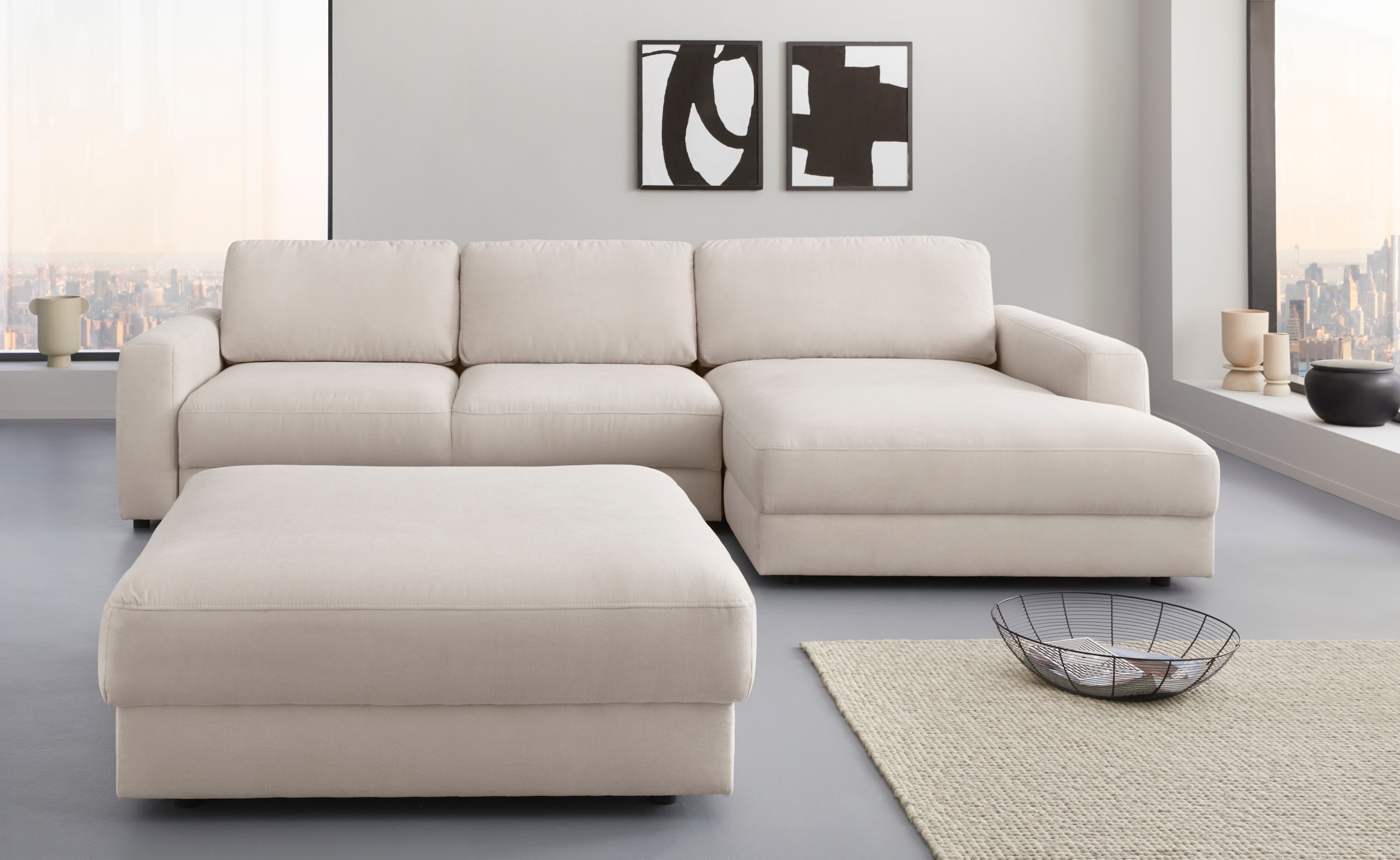 Places of Style Ecksofa »Bloomfield, bequem und elegant, L-Form«, wahlweise mit Bettfunktion und Bettkasten