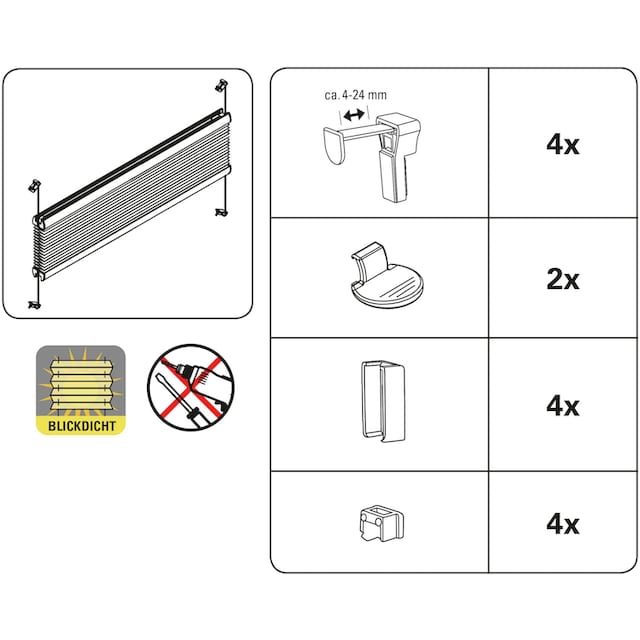 GARDINIA Plissee »EASYFIX Plissee Greta«, Lichtschutz, ohne Bohren,  verspannt, inkl. dezenter Abdeckleiste (Staubschutz) bei OTTO online