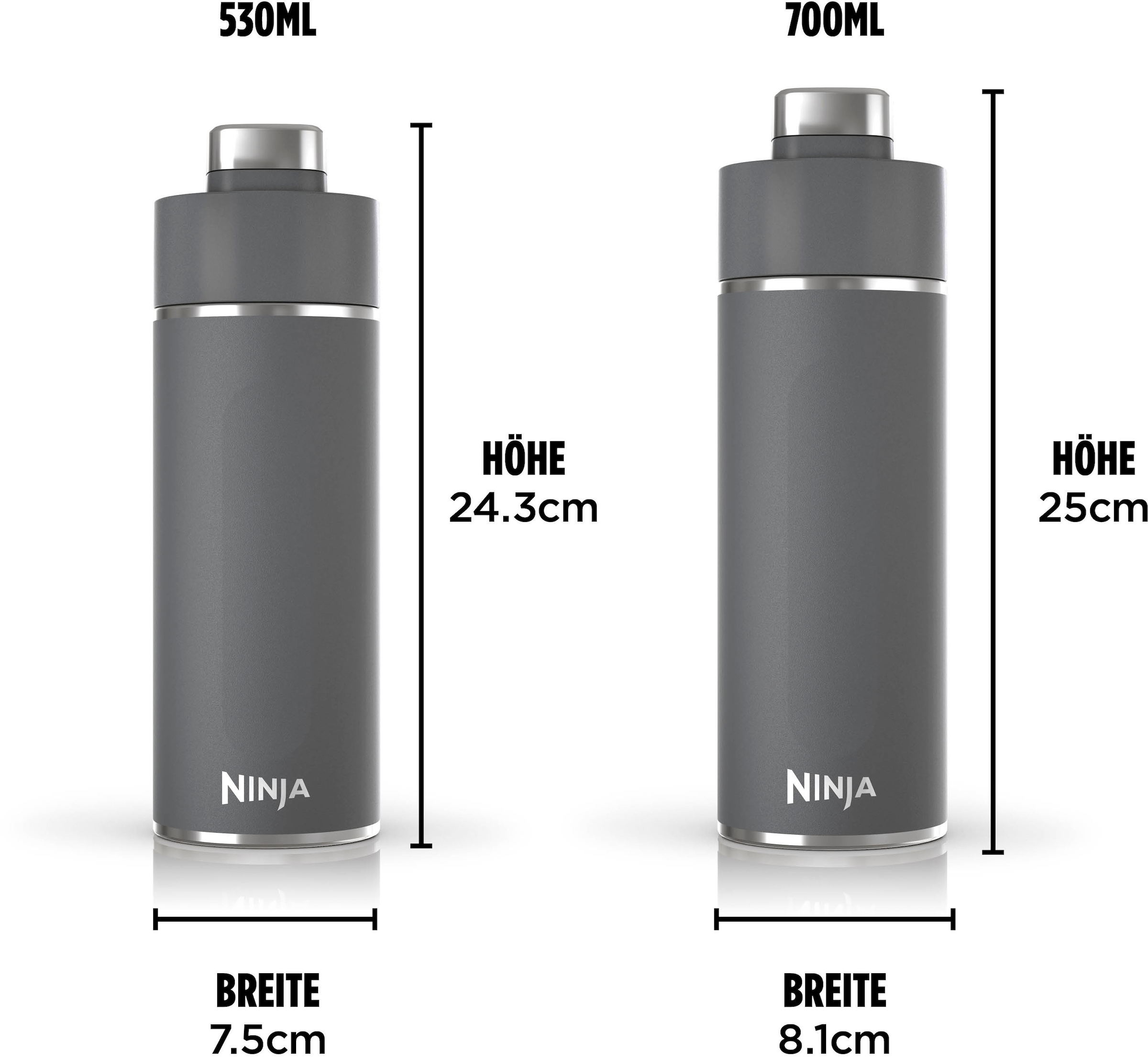 NINJA Isolierflasche »Ninja Thirsti Reiseflasche –  530 ml DW1801EUU / 700 ml DW2401EUU« Getränke bleiben 24 Stunden kalt, 12 Stunden heiß, Eis hält 2 Tage