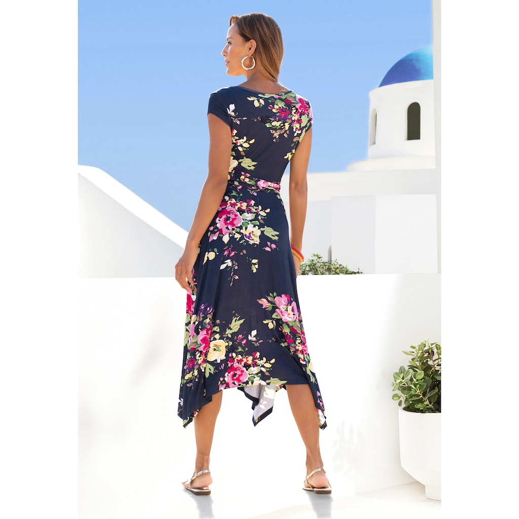 Beachtime Sommerkleid, mit Zipfelsaum und Schleife in der Taille, Jerseykleid, Strandkleid