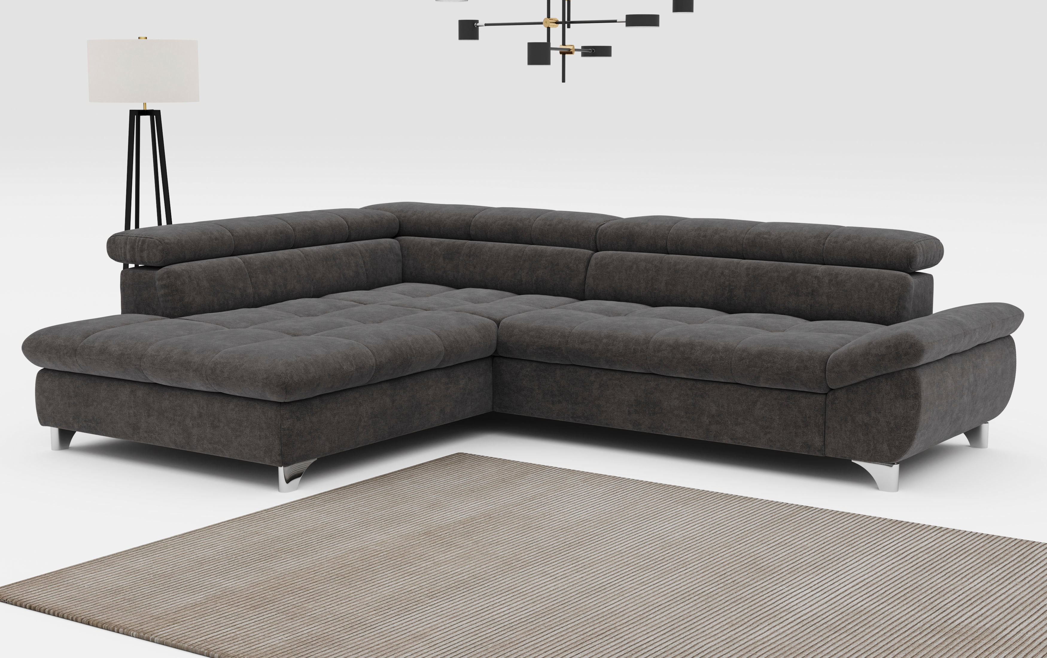 Cotta Ecksofa »Gemini L-Form« mit Kopfteilverstellung in braun, Größe B/H/T: 312 cm x 234 cm