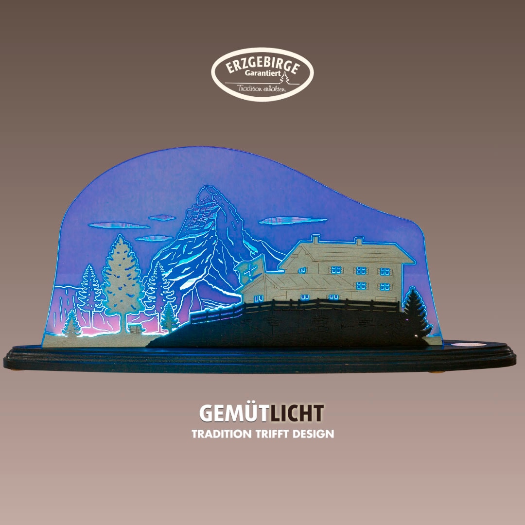 LED Dekolicht »Matterhorn, Holz & Acrylglas, BLAU-GRAU-WEIẞ«, Leuchtmittel LED-Modul |...