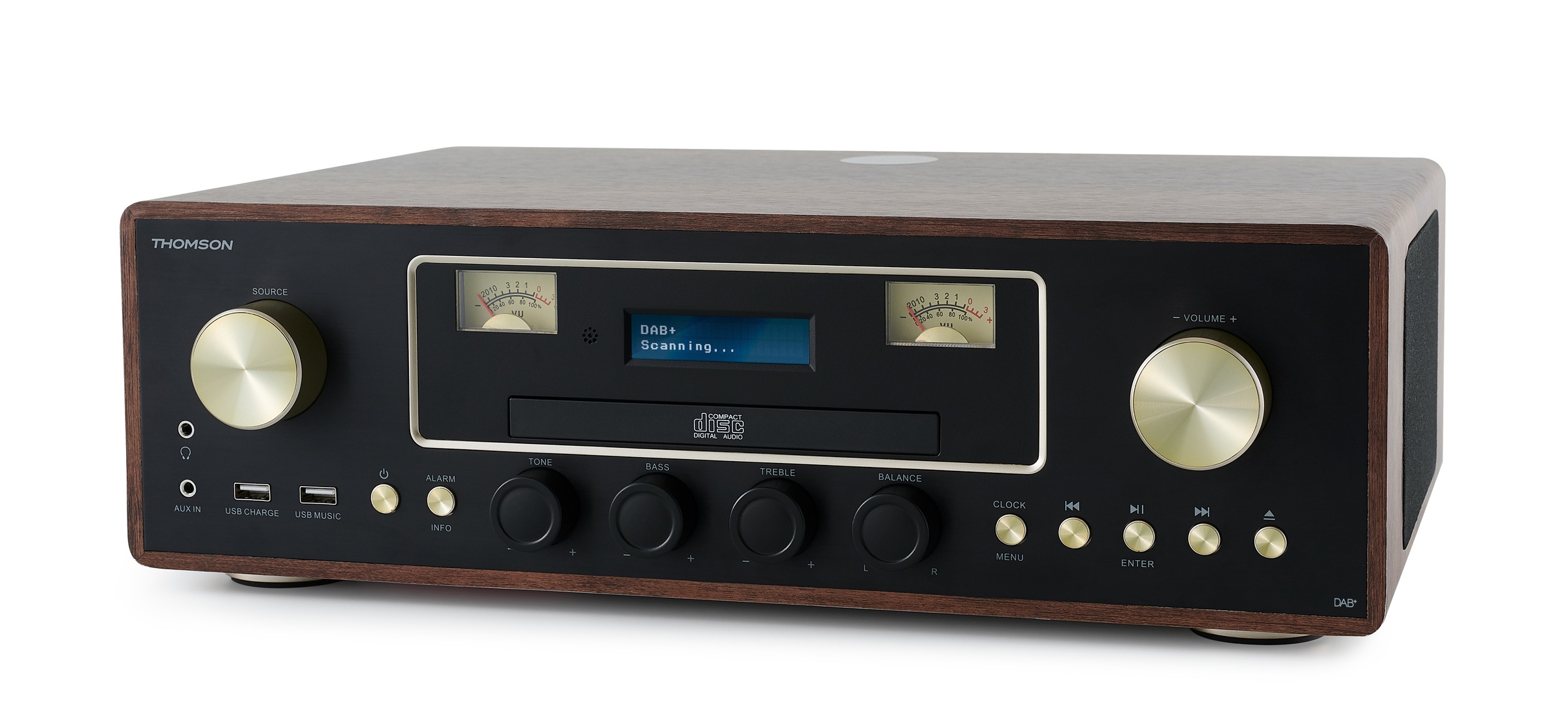 Thomson Kompaktanlage »MIC256IDABBT schwarz/braun, Bluetooth, DC, 75 Watt«, Displaybeleuchtung-UKW Radio-USB-Audiowiedergabe-MP3-Konvertierung, DAB+, Induktion Charging