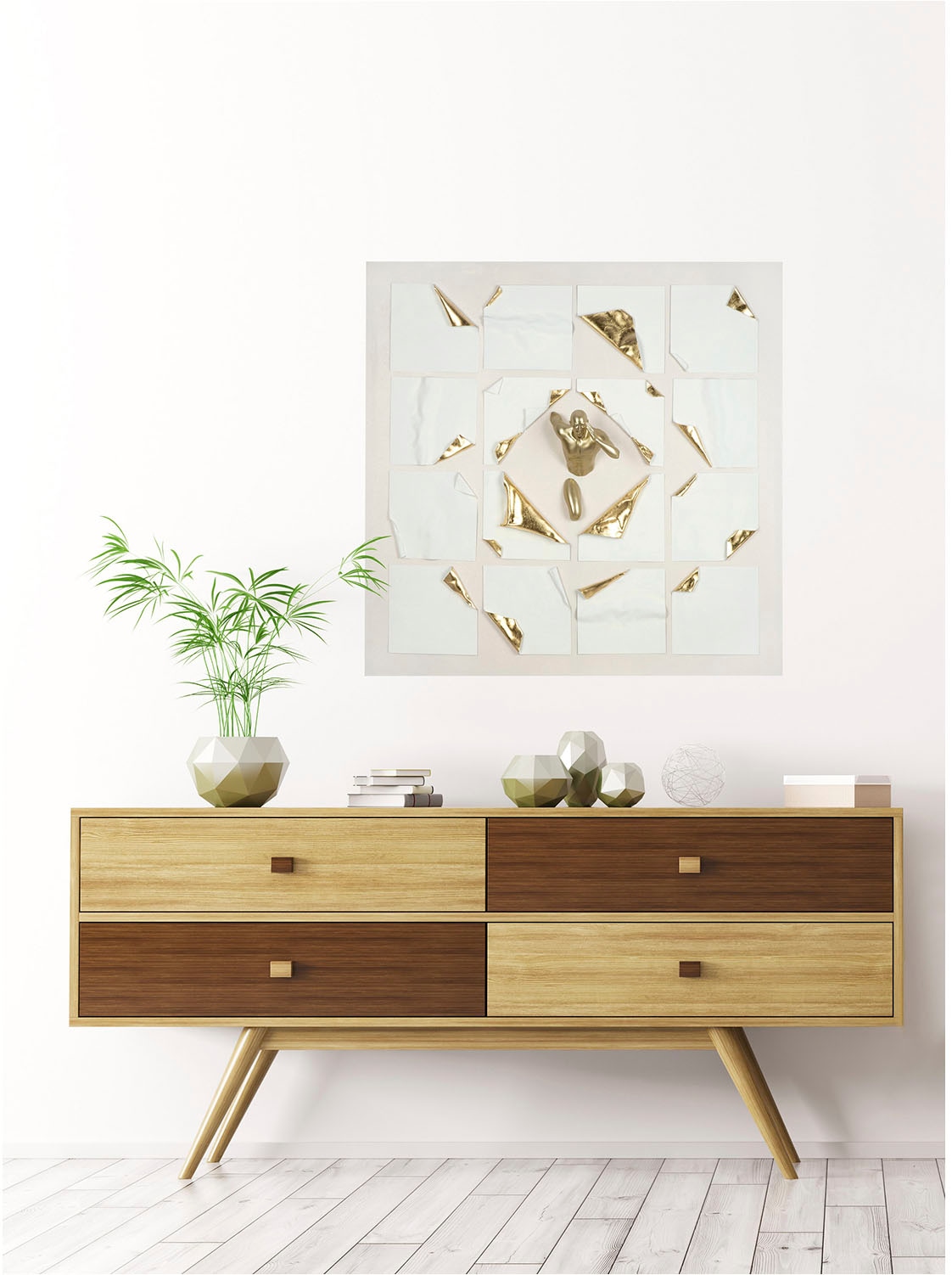 Gilde Bild mit Rahmen »Bild quadratisch Run mehrfarbig H. 100 cm« 1 Stk. tlg. in bunt, Größe B/H/T: 100 cm x 100 cm x 20 cm