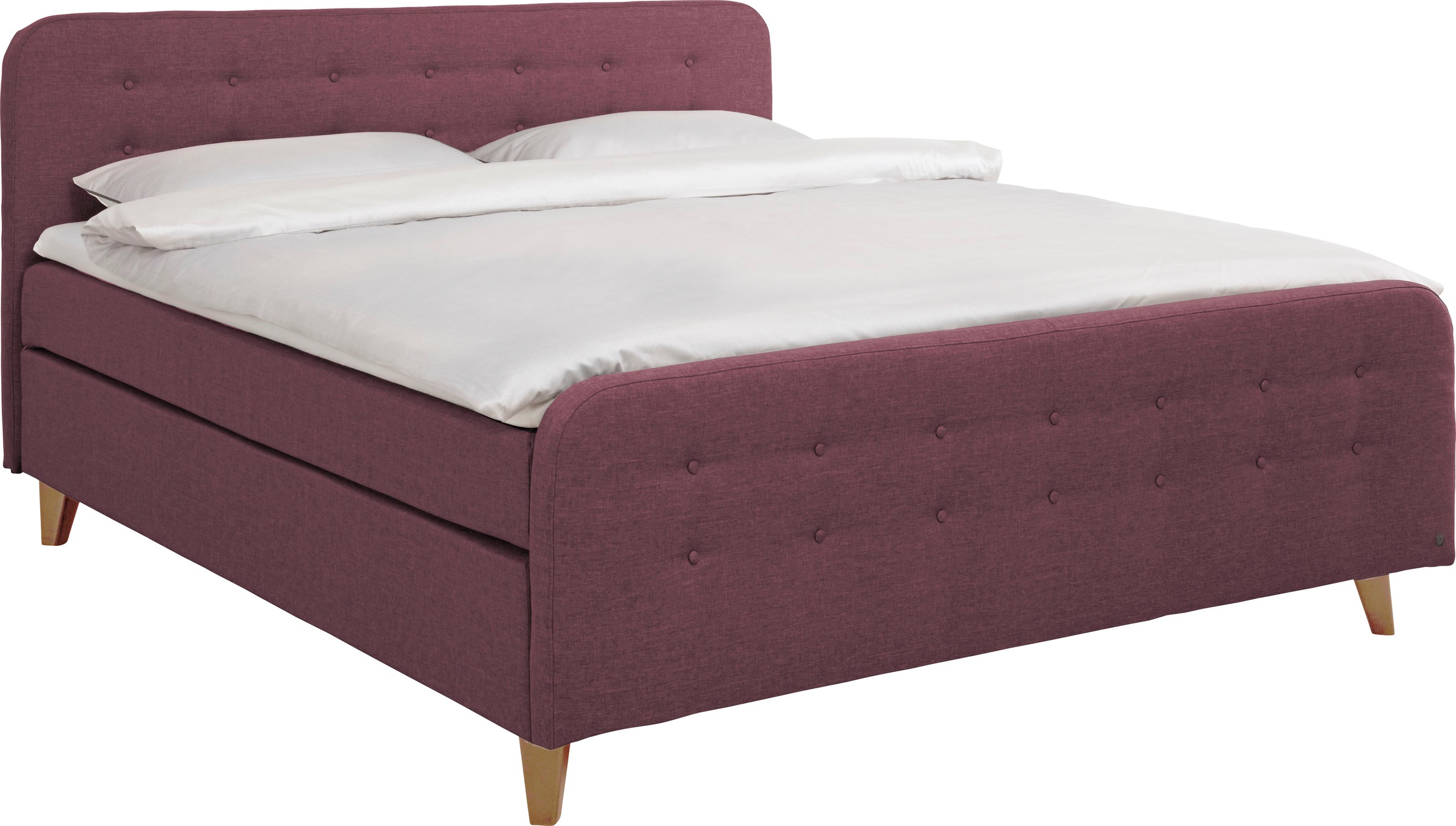 TOM TAILOR Boxspringbett »NORDIC BOX XL«, extra hohes Kopfteil, mit Knopfheftung im Kopfteil und Fußteil, Füße in Buche natur