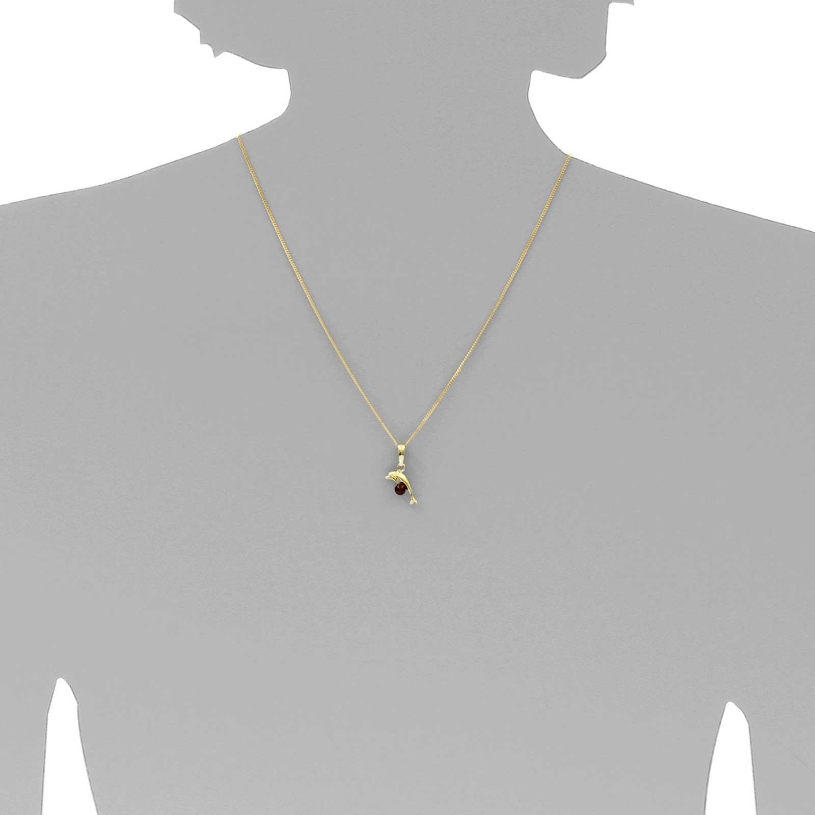 OSTSEE-SCHMUCK Kette mit Anhänger »- Delphin - Silber 925/000, vergoldet - Bernstein«