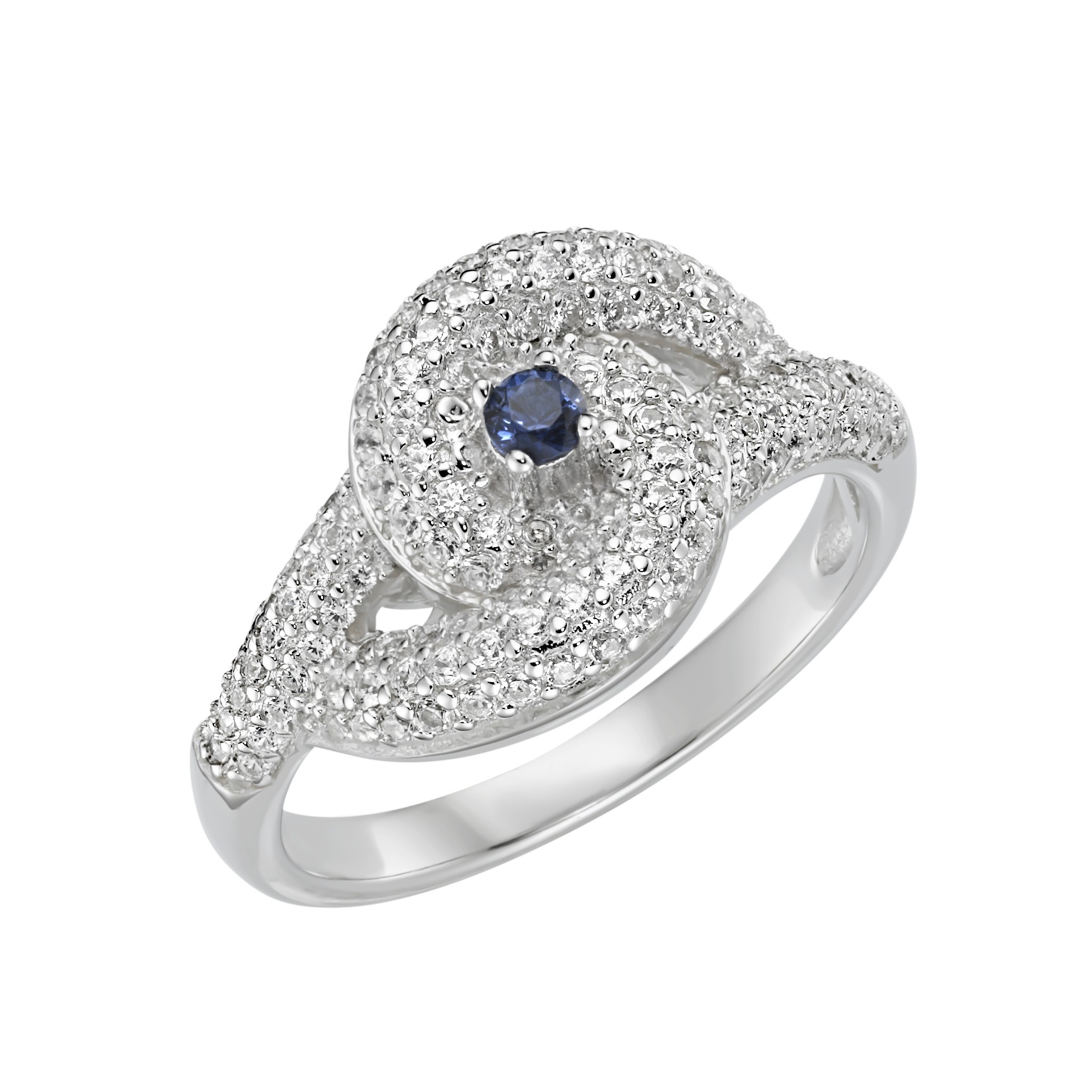 Smart Jewel Silberring »Ring mit Zirkonia und blauem Kristallstein, Silber 925«