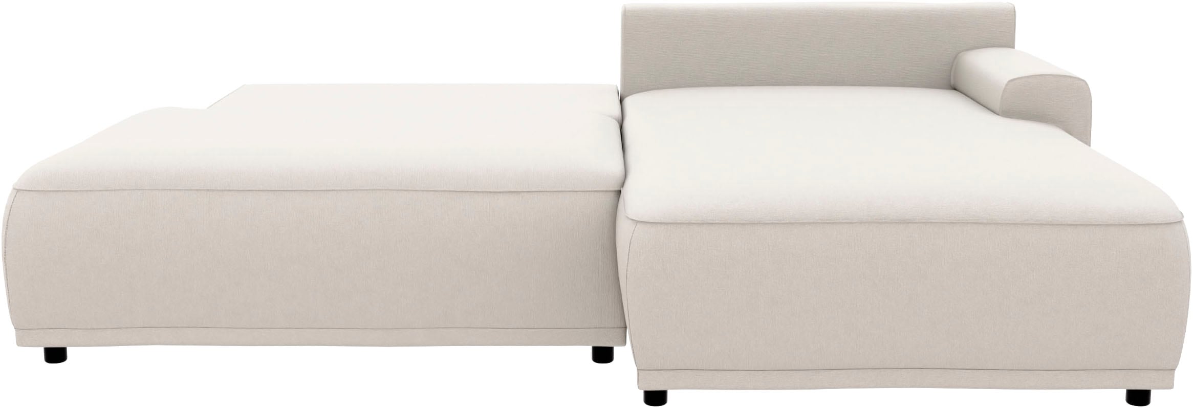 TRENDMANUFAKTUR Ecksofa »Fordon II, Schlafsofa mit Bettkasten, Couch in L-Form, Breite 250 cm« in Struktur LUMOS, 3D-Effekt, sandgrau, Armlehne rechts
